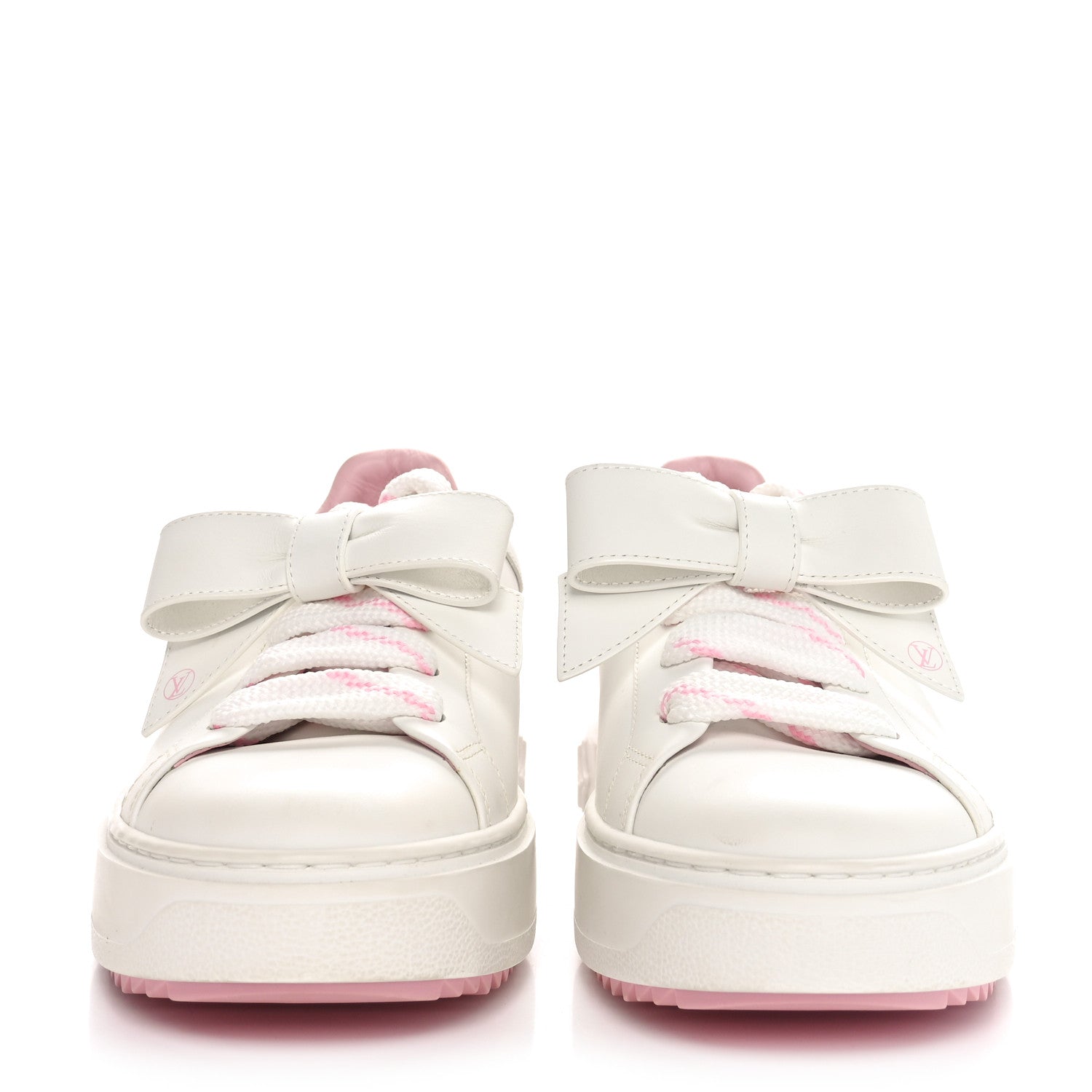 Calfskin Time Out Bow Sneakers 38 White Pink