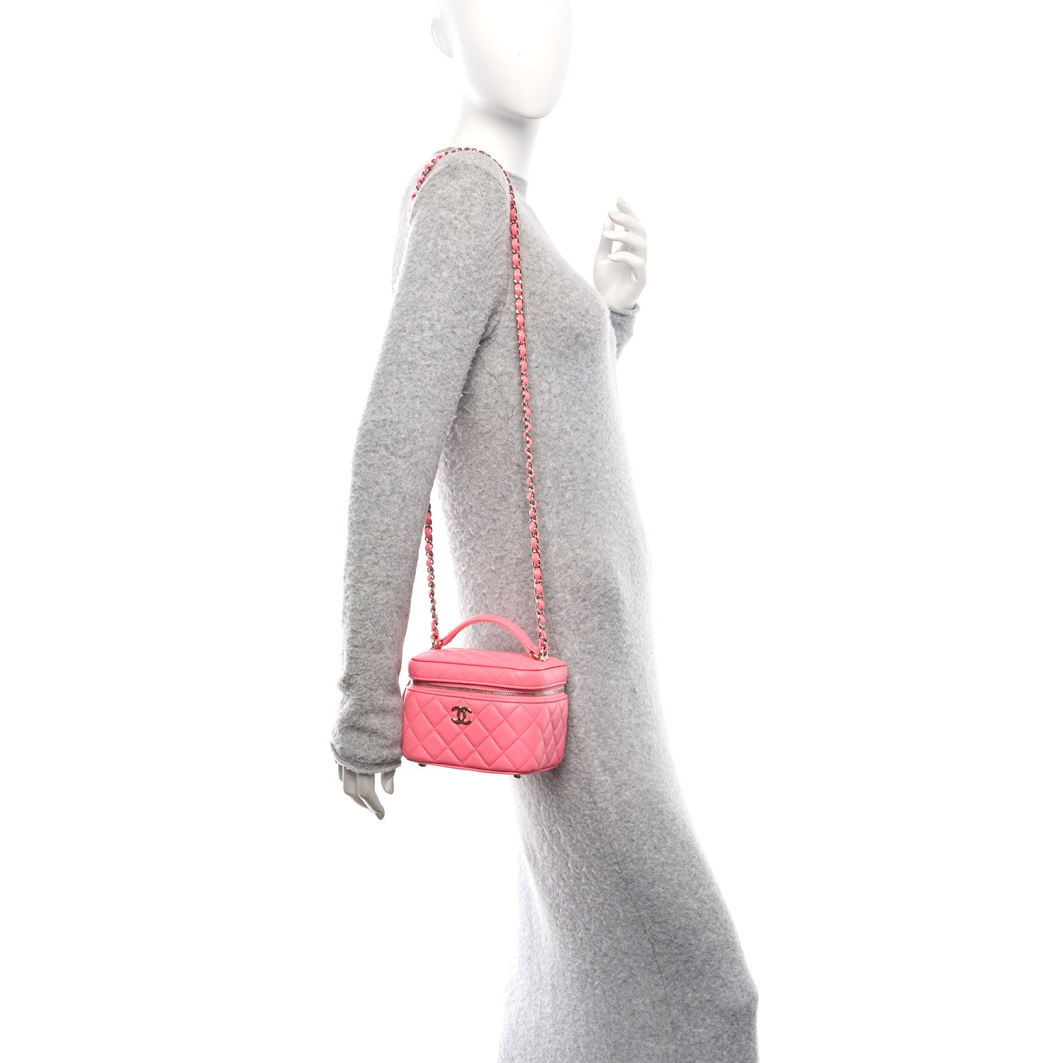 Lambskin Quilted Small CC Vanity Case Pink