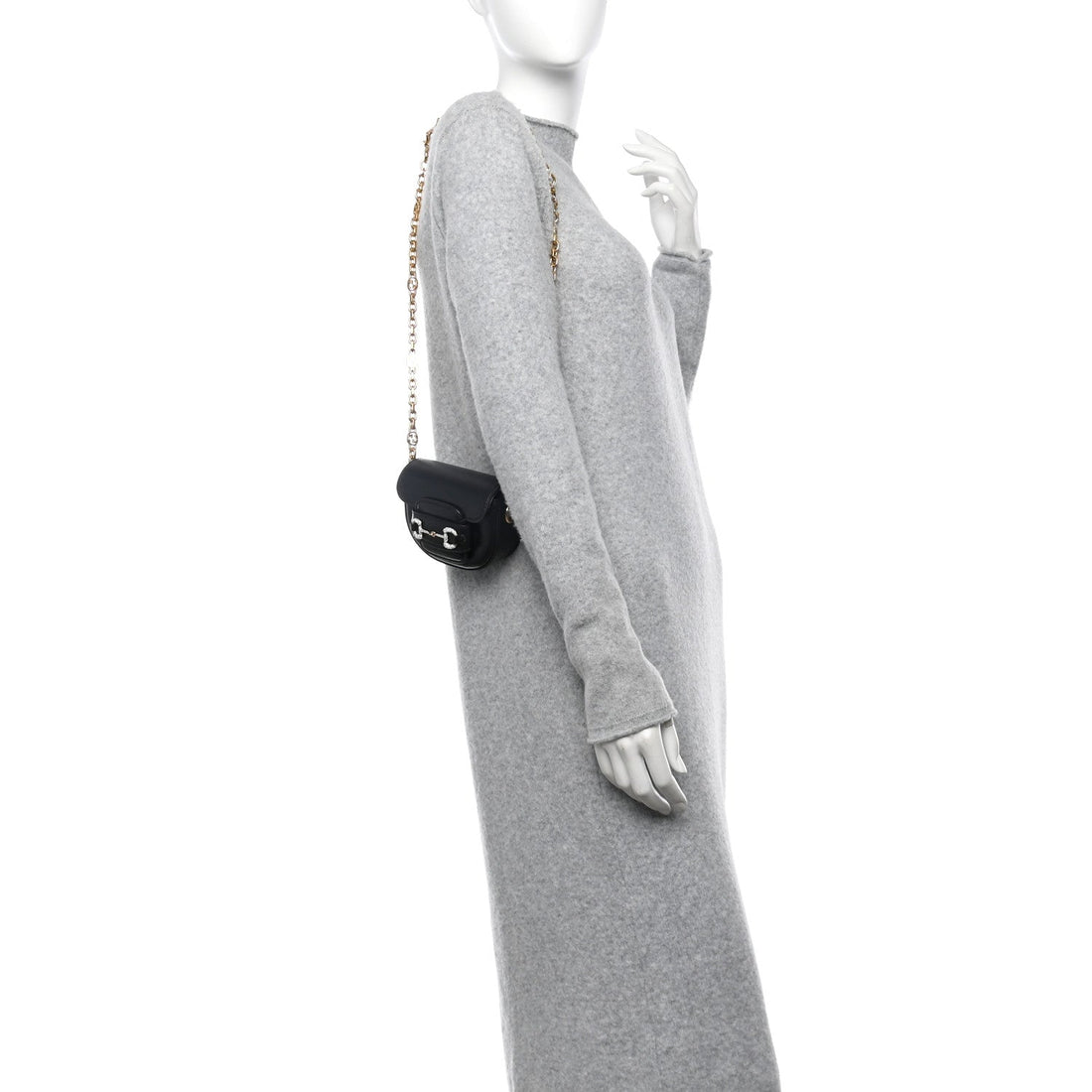 Azalea Calfskin Crystal Horsebit 1955 Belt Bag Black