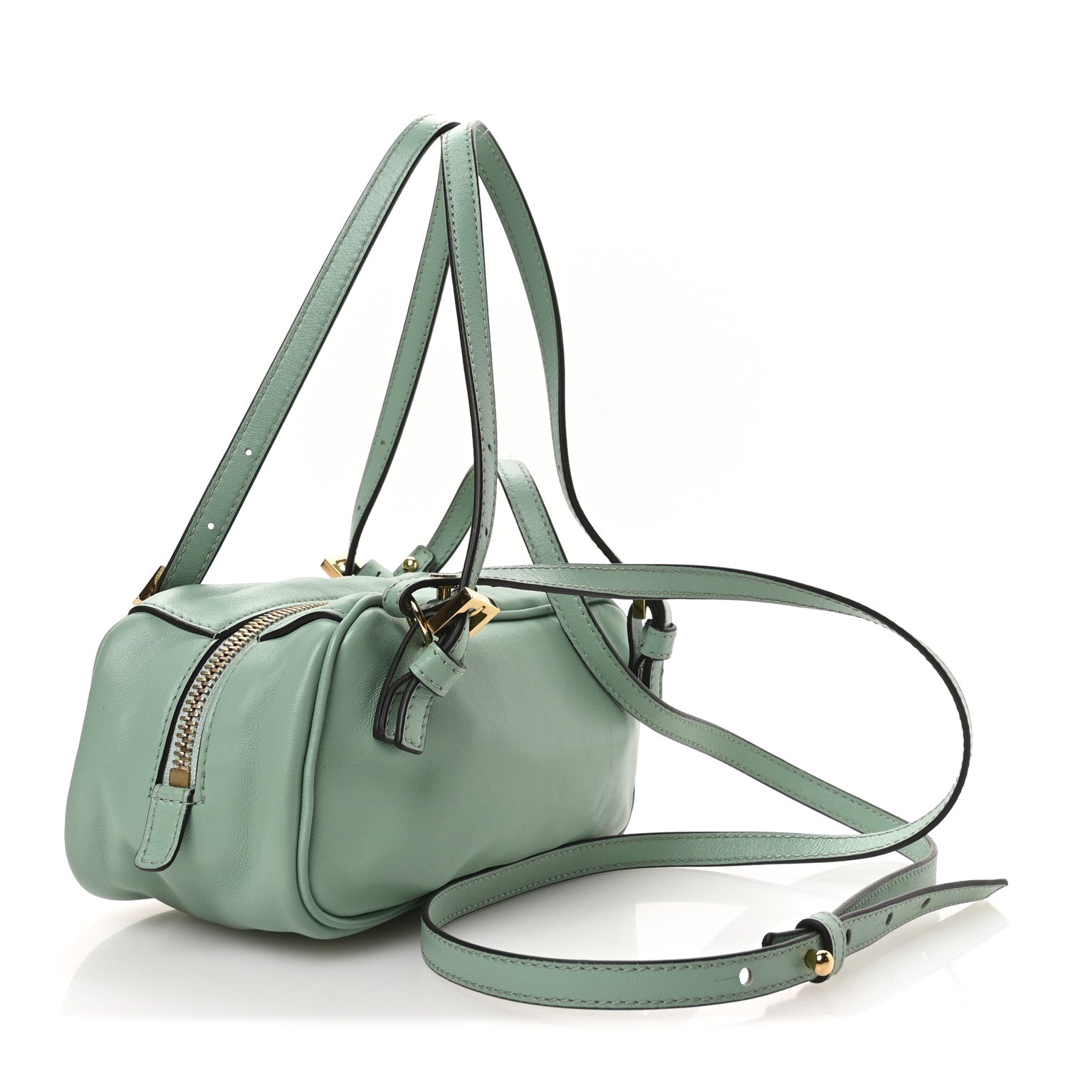 Lambskin Mini Tag Bowling Bag Turquoise