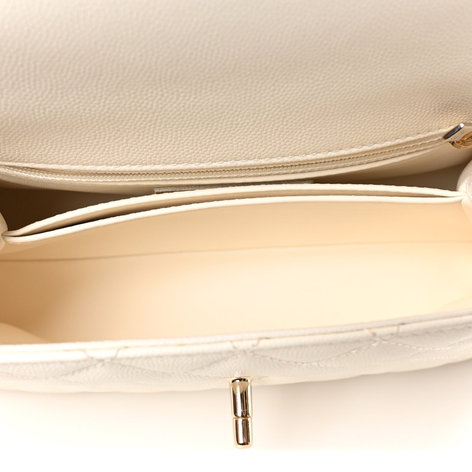 Caviar Quilted Mini Coco Handle Flap White