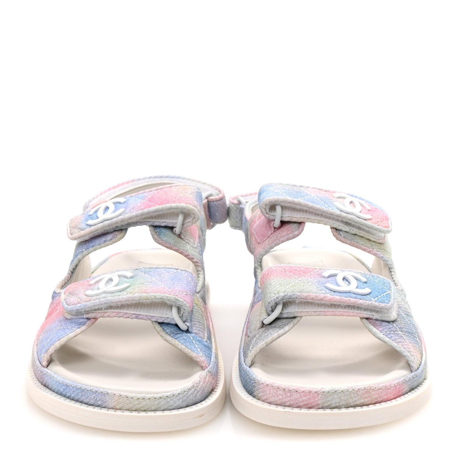 Printed Fabric Quilted Dad Sandals 38 Green Pink Blue