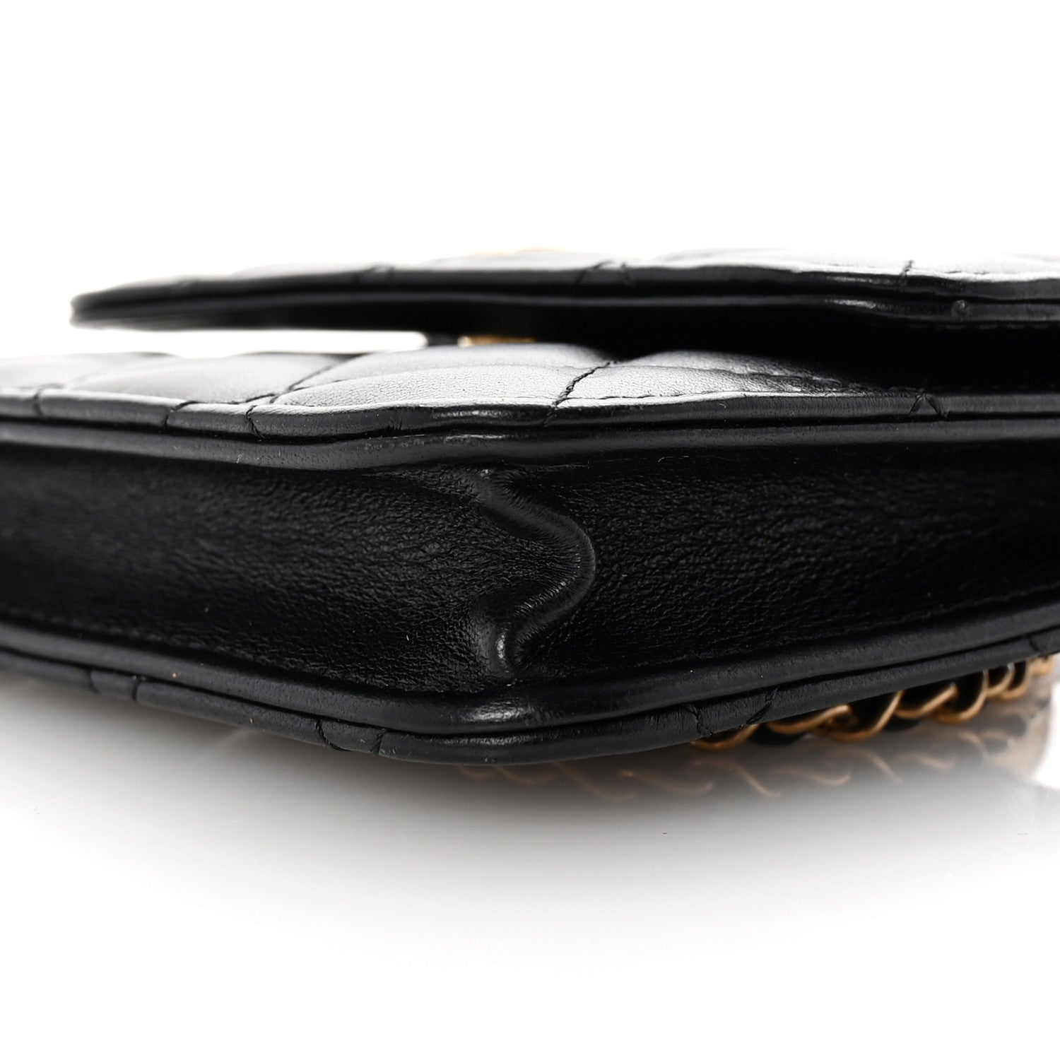 Lambskin Quilted Pearl Crush Clutch With Chain Black