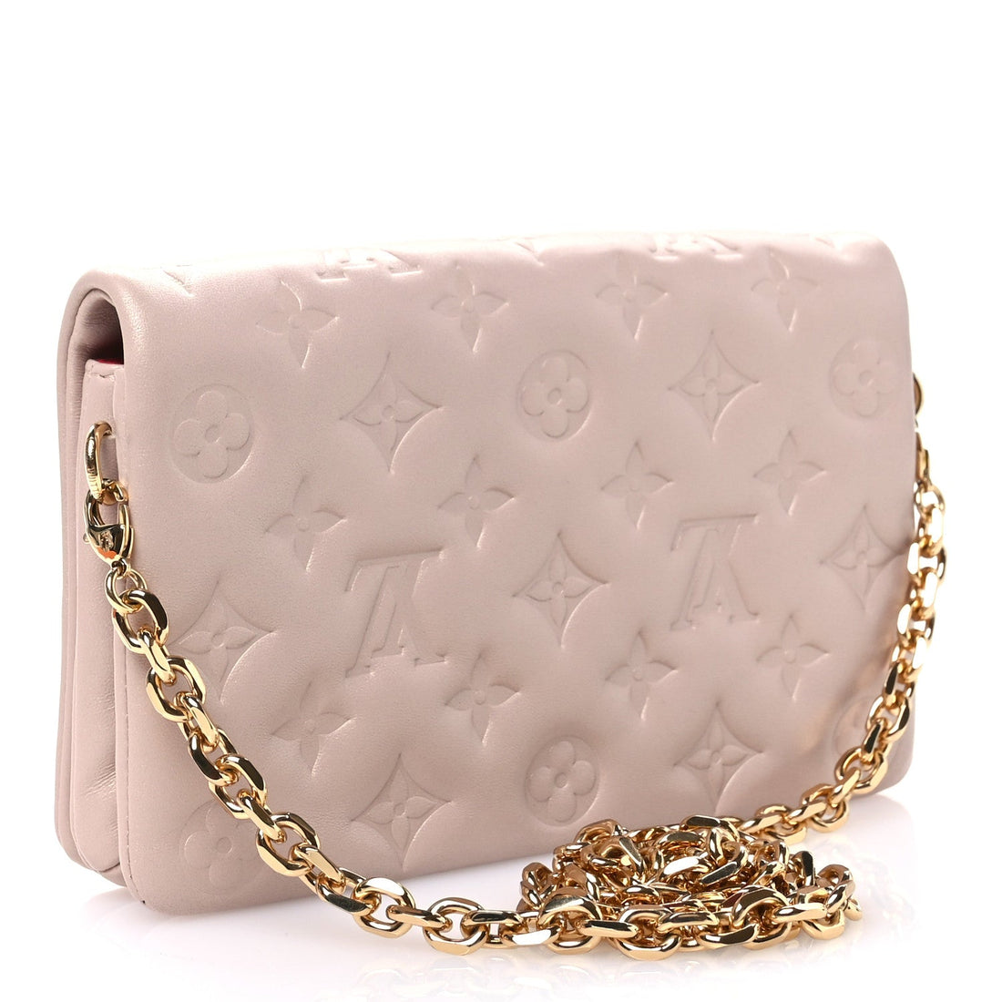 Lambskin Embossed Monogram Fall in Love Pochette Coussin Light Pink