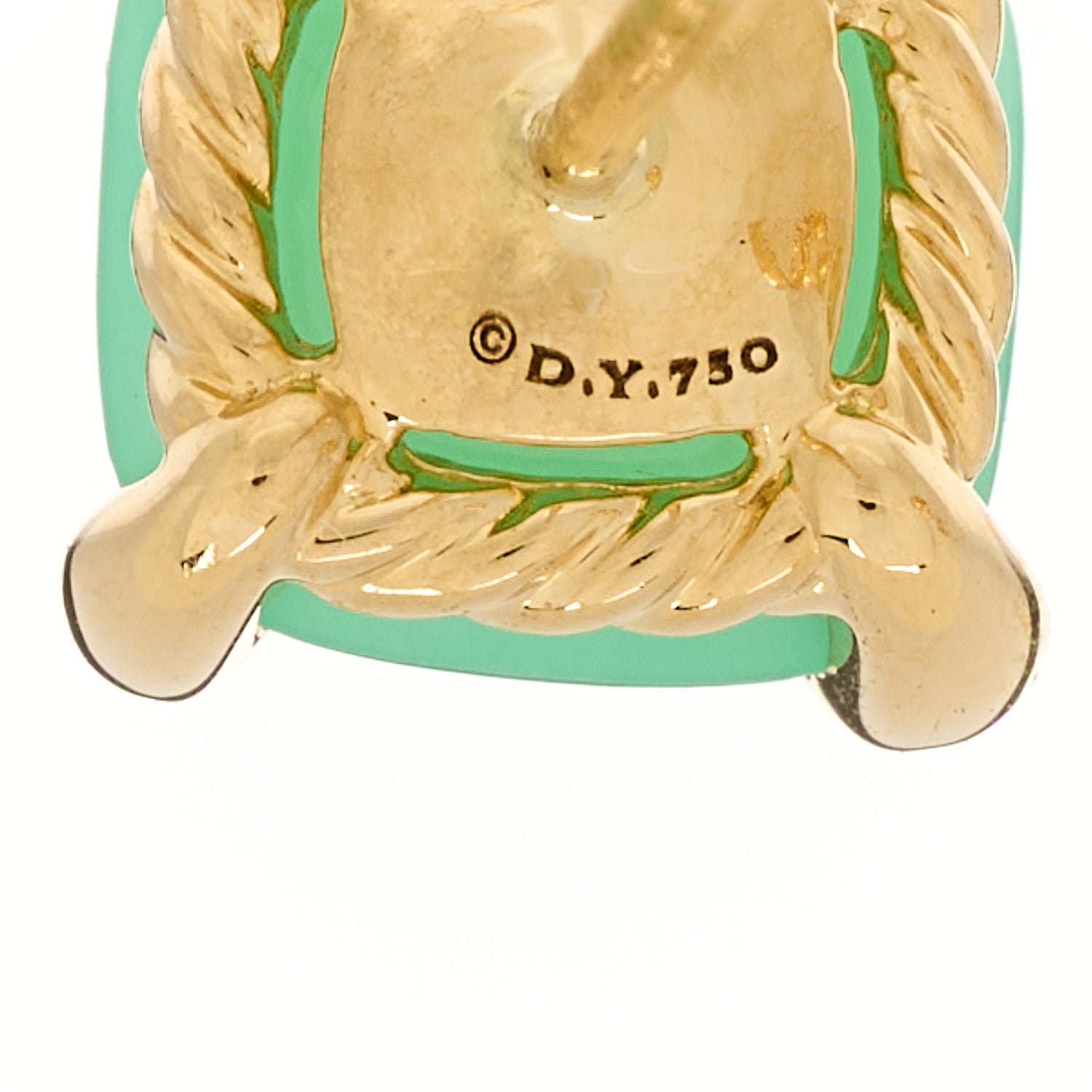 18K Yellow Gold Diamond Chrysoprase 8mm Chatelaine Earrings