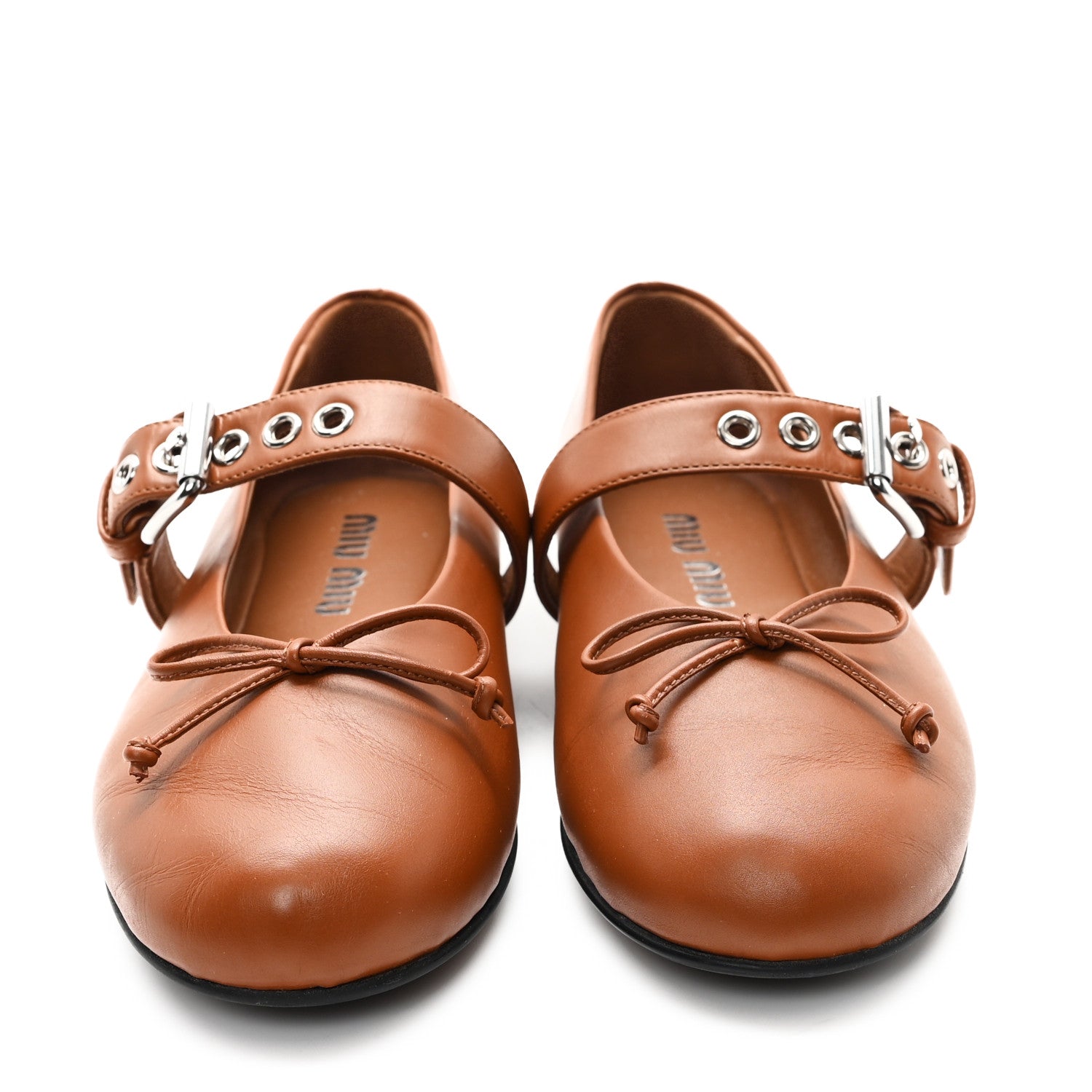 Calfskin Mary Jane Ballerina Flats 36 Cognac