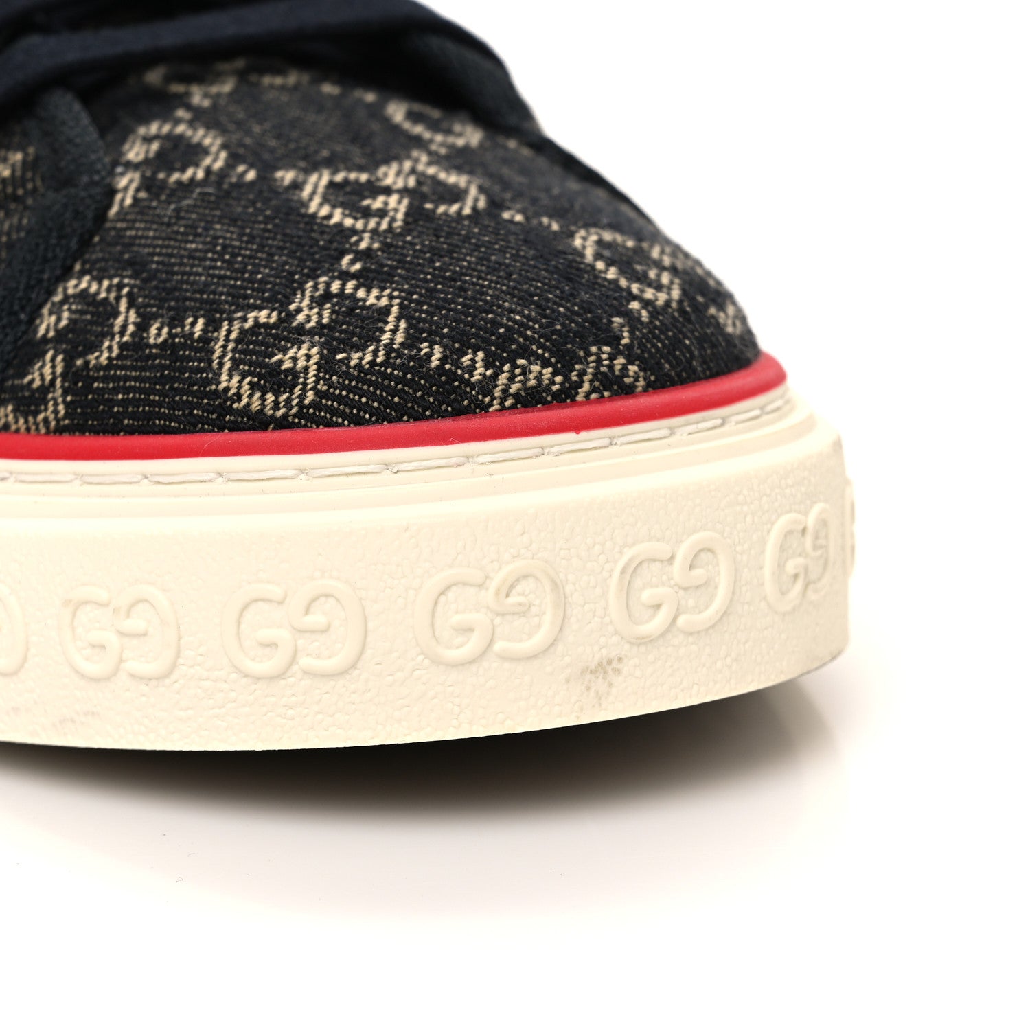 New Denim GG Monogram Web Mens 1977 Tennis High Top Sneakers 10 Black Ivory