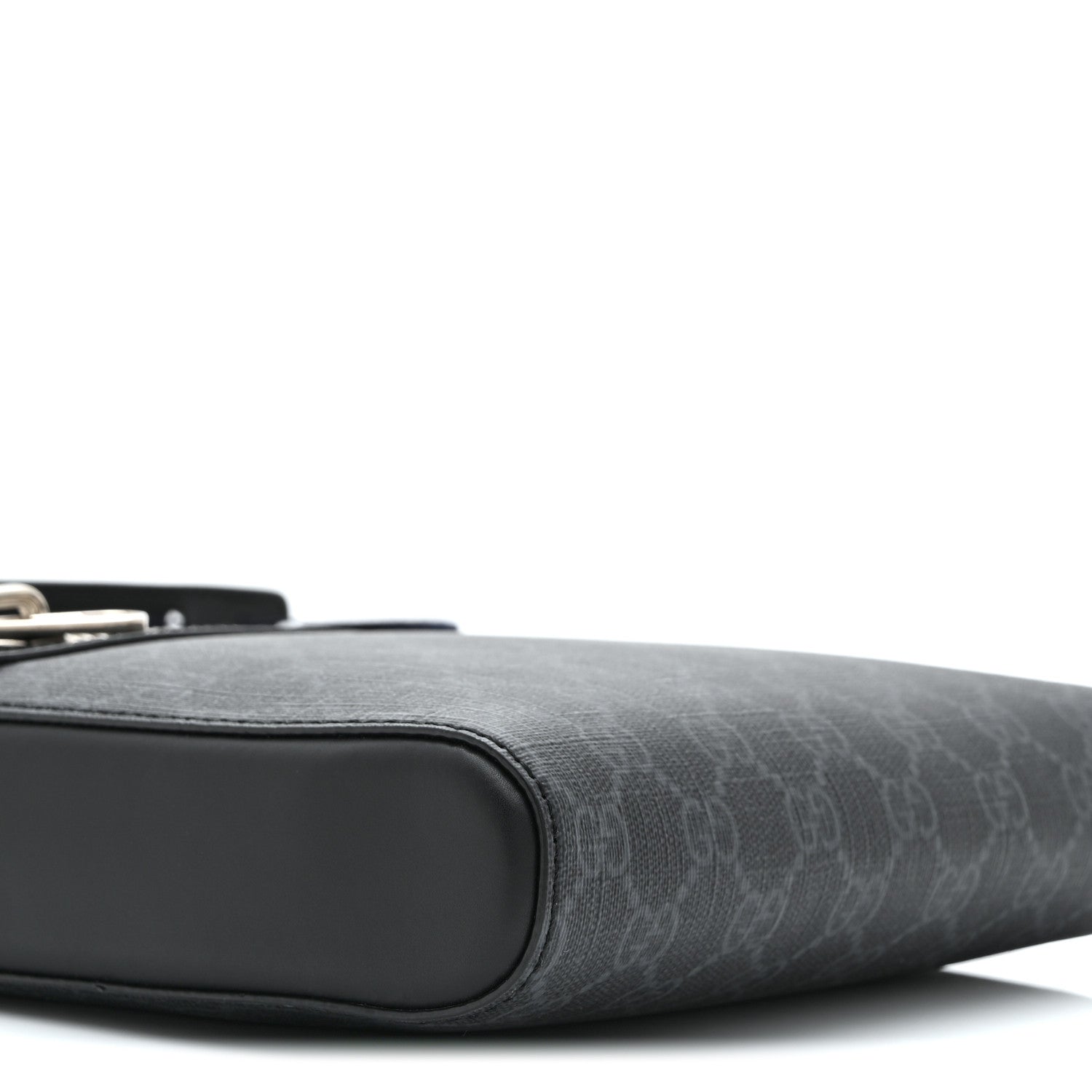 GG Supreme Monogram Web Small Flat Messenger Bag Black Grey