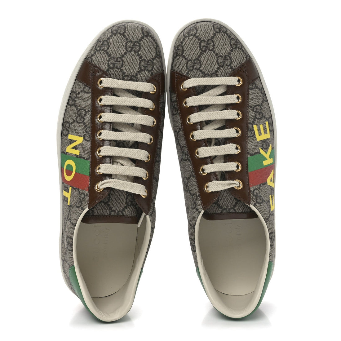 GG Supreme Monogram Fake/Not Mens Ace Sneakers 8 Beige New Shamarock Brown Sugar