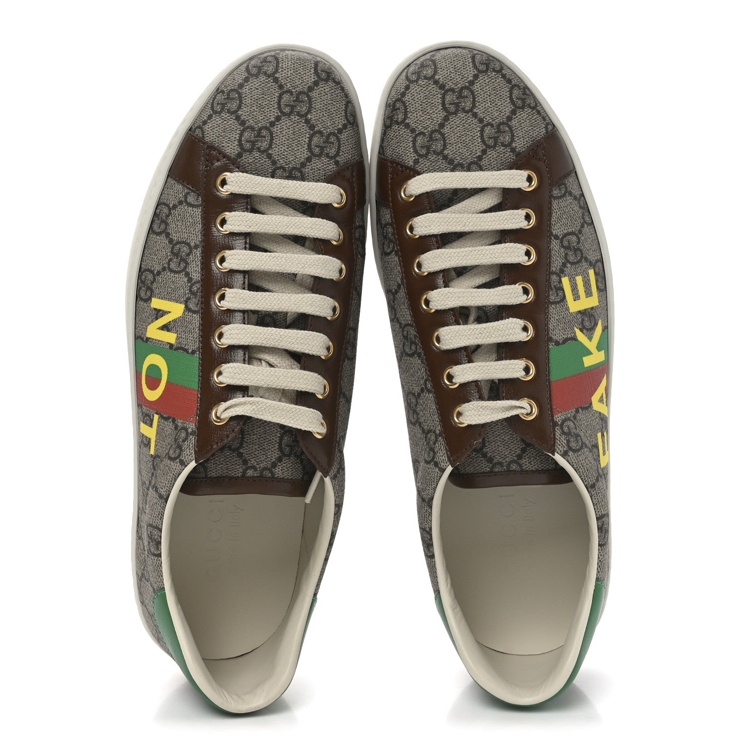 GG Supreme Monogram Fake/Not Mens Ace Sneakers 8 Beige New Shamarock Brown Sugar