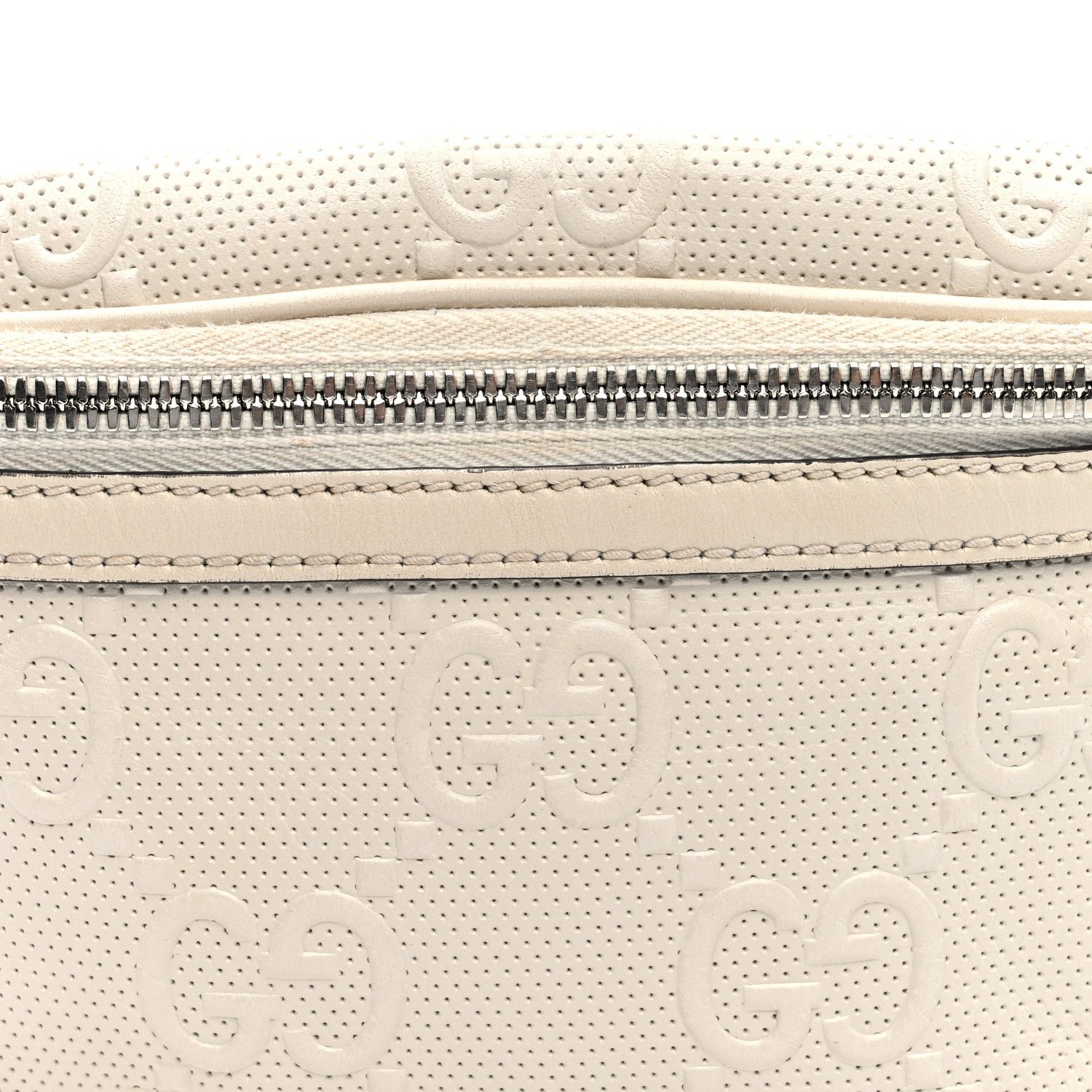 Calfskin GG Tennis Embossed Belt Bag Mystic White