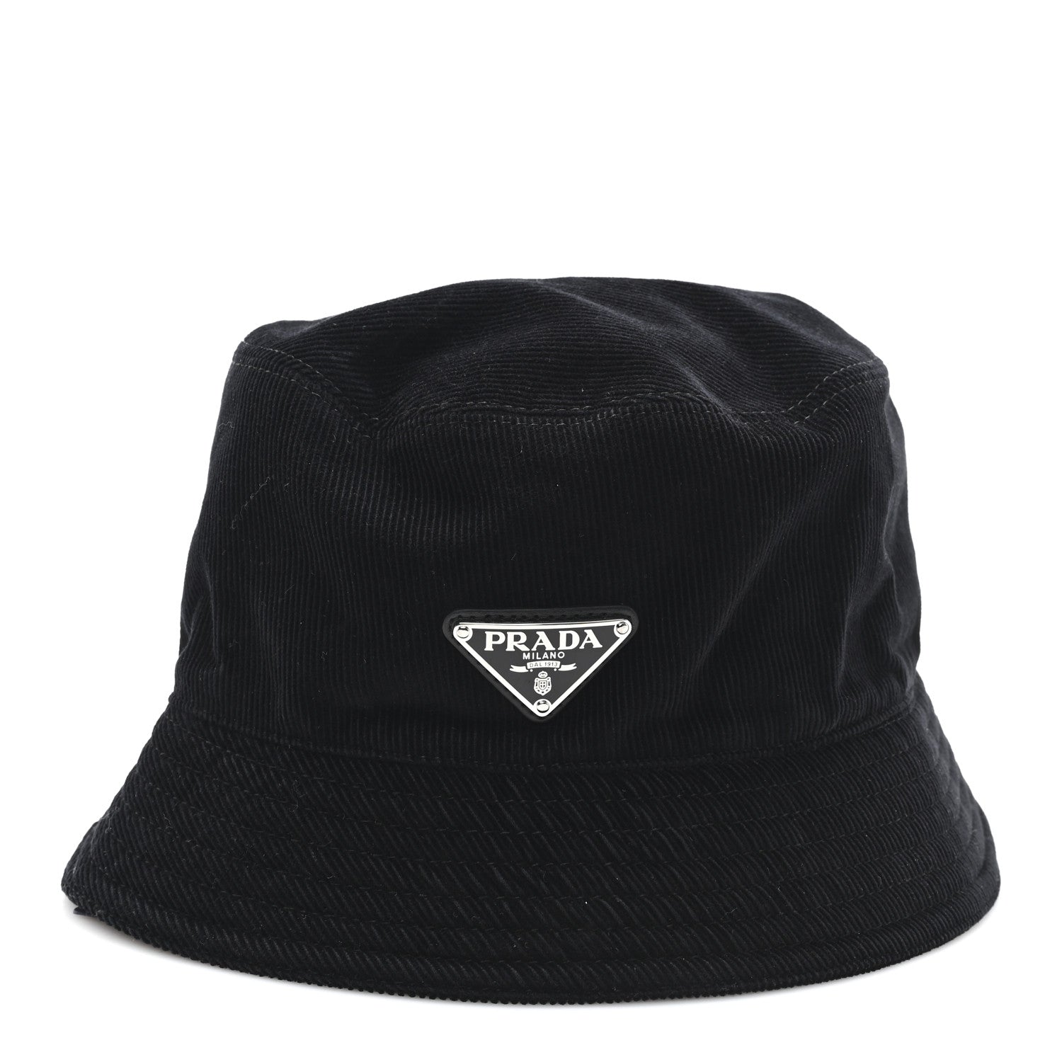 Corduroy Metal Triangle Logo Bucket Hat L Black
