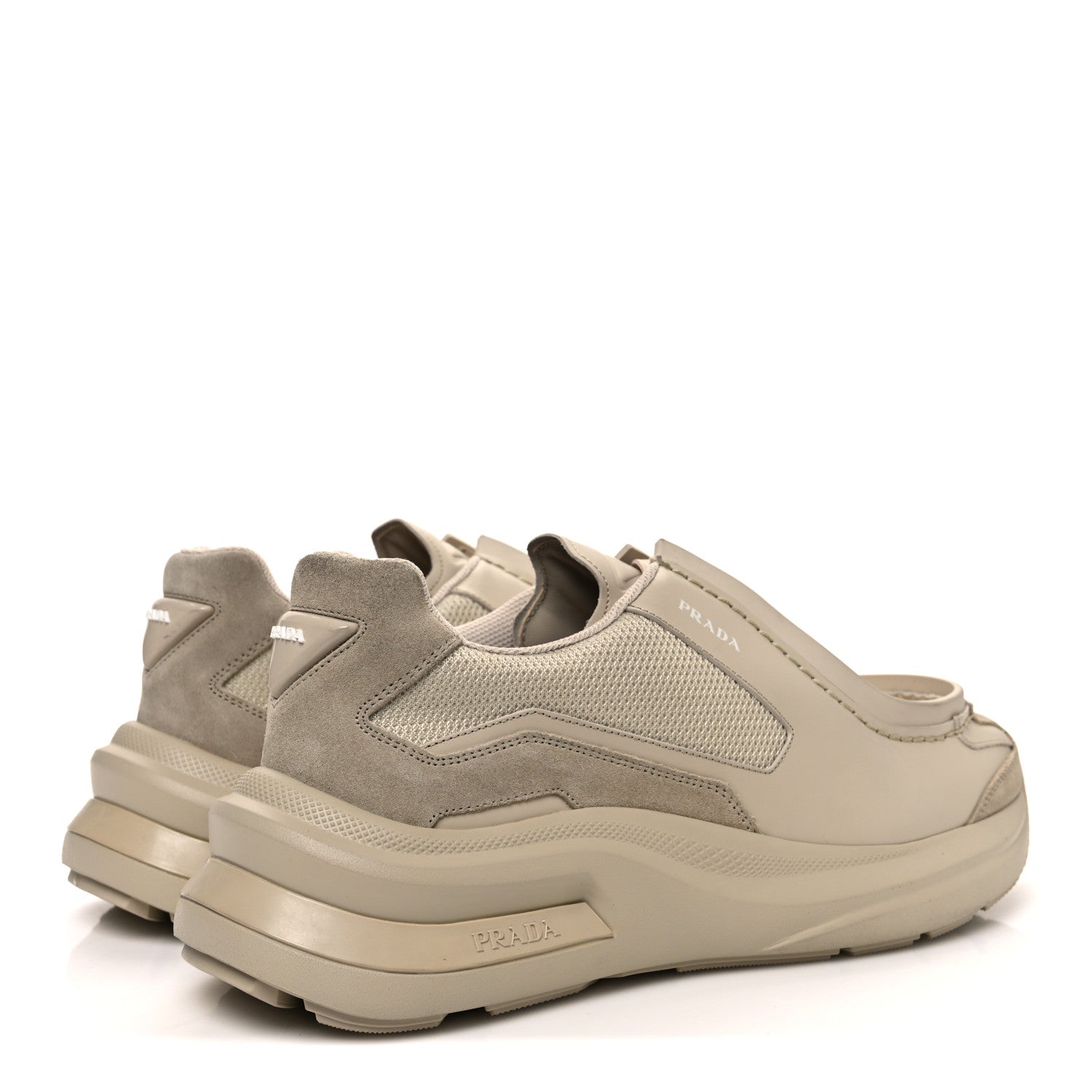 Brushed Calfskin Mens Systeme Sneakers 10.5 Beige