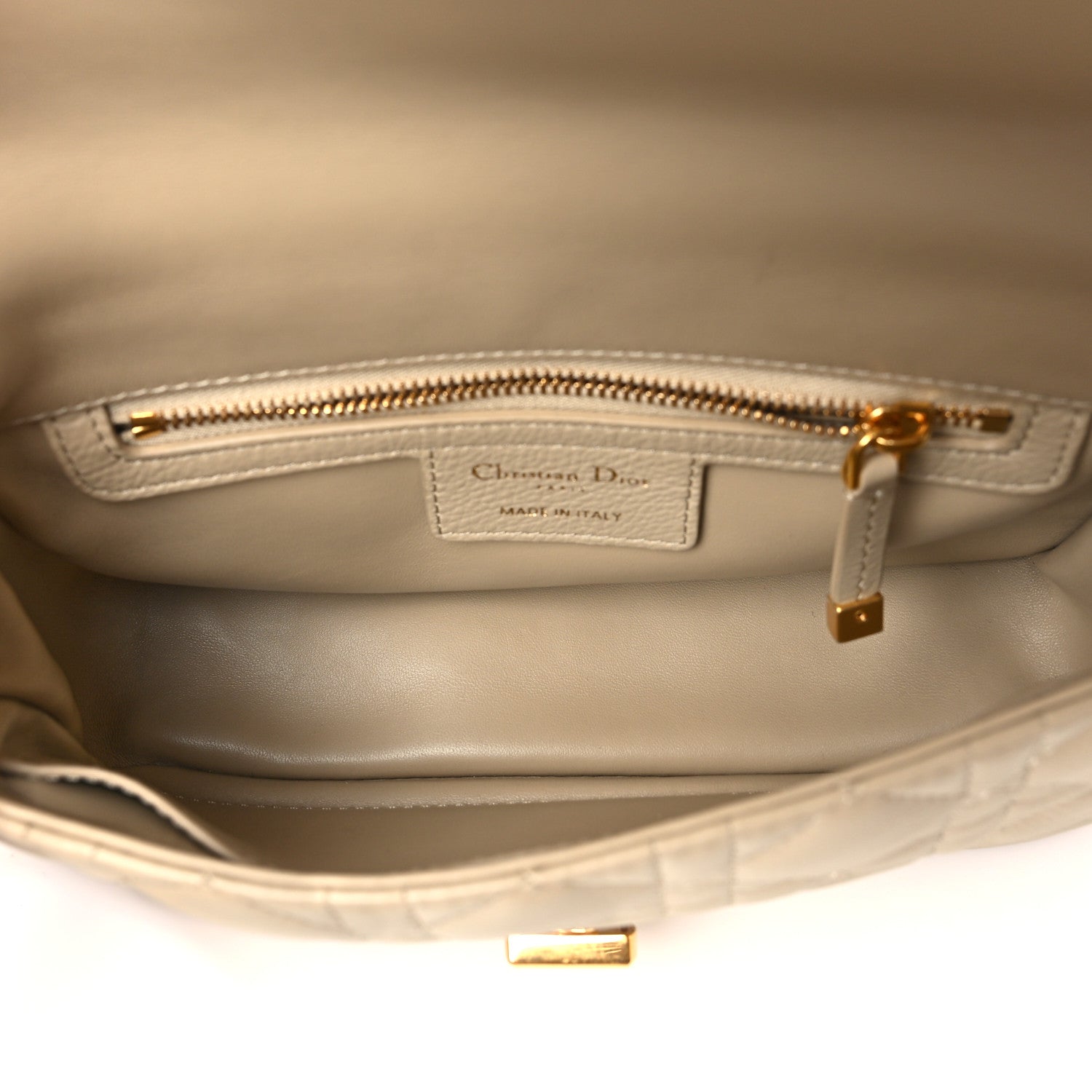 Grained Calfskin Cannage Small Caro Bag Beige