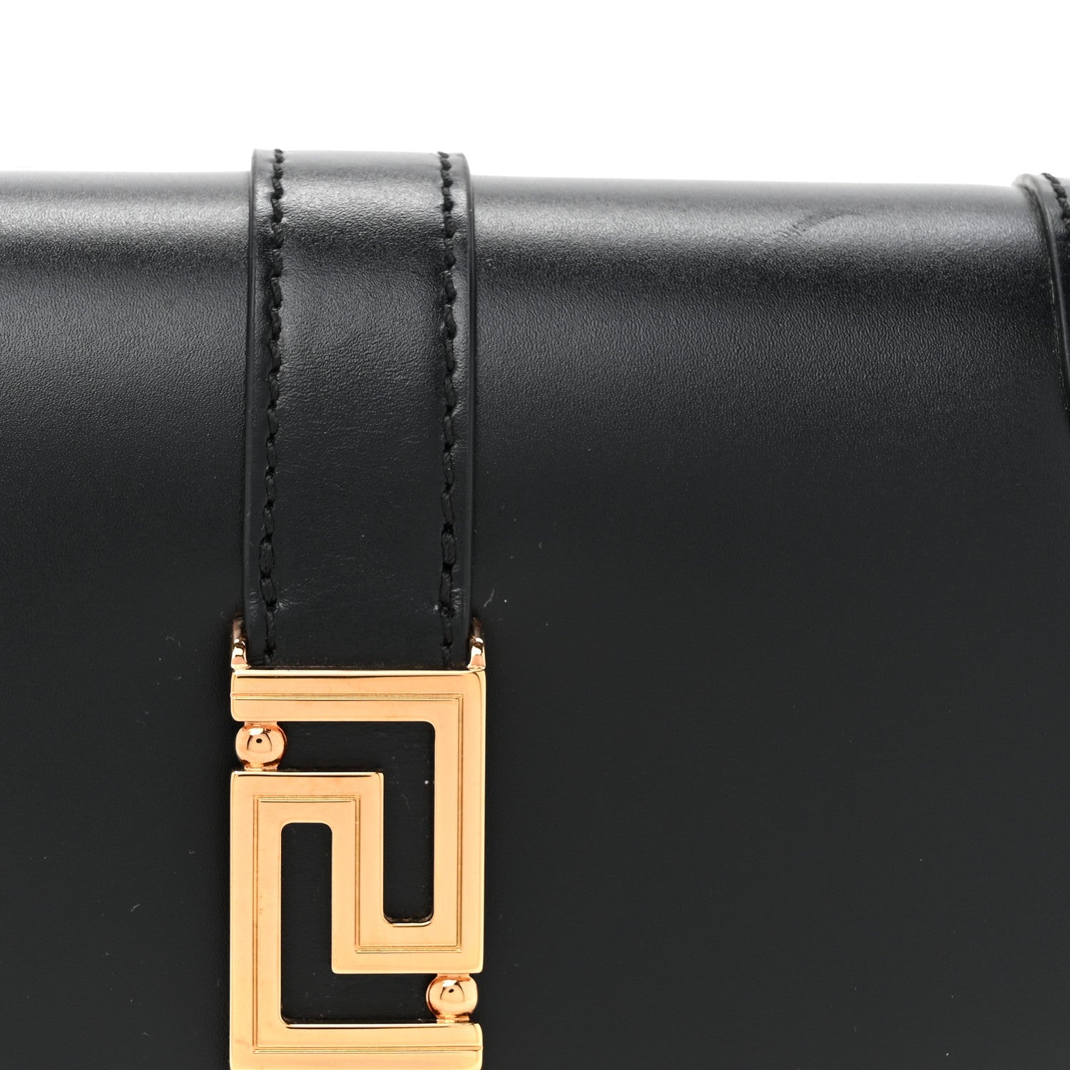 Lambskin Mini Greca Goddess Shoulder Bag Black