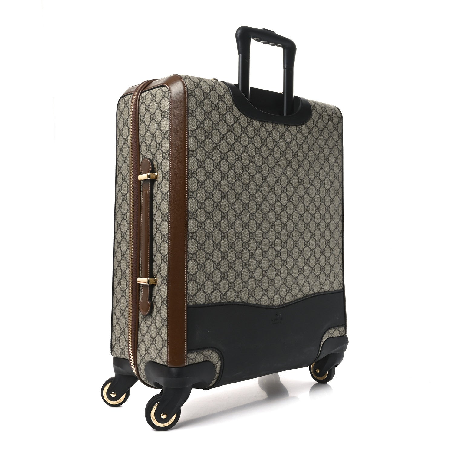 GG Supreme Monogram Azalea Calfskin Retro Interlocking G Small Savoy Cabin Trolley Beige Ebony Brown Sugar