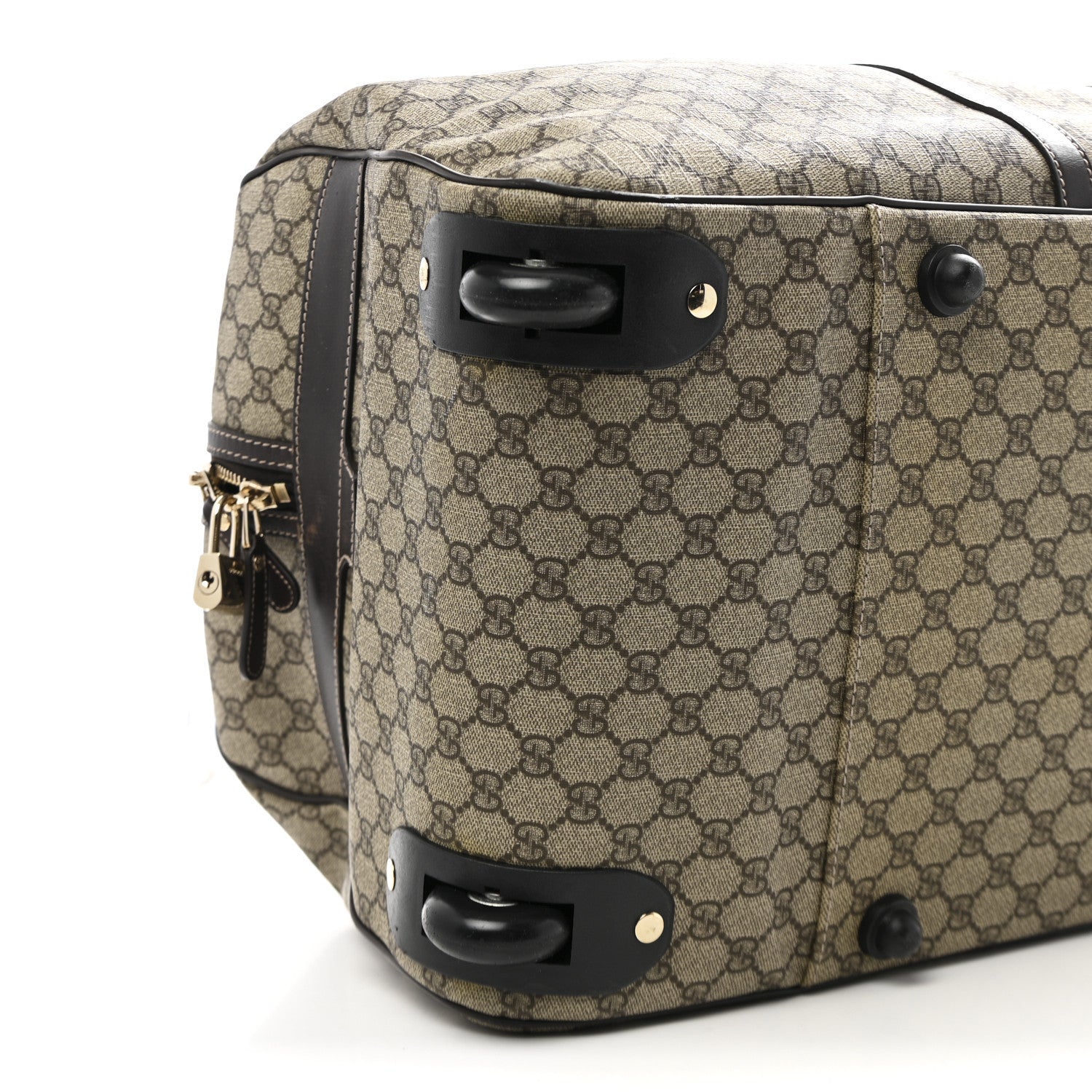 GG Plus Monogram Large Carry On Duffle Trolley Beige Ebony Cocoa Dark Chocolate