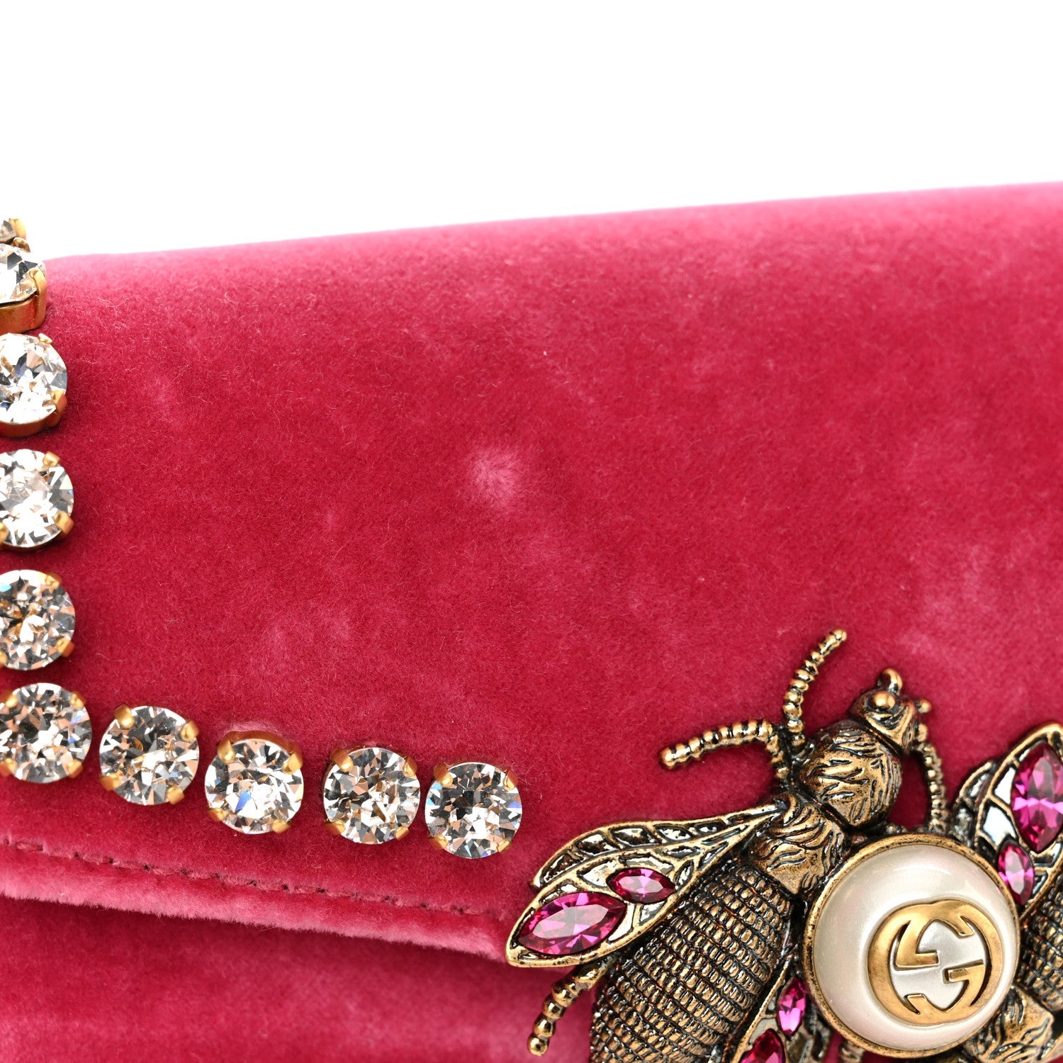Velvet Crystal Mini Bee Broadway Shoulder Bag Light Raspberry Rose
