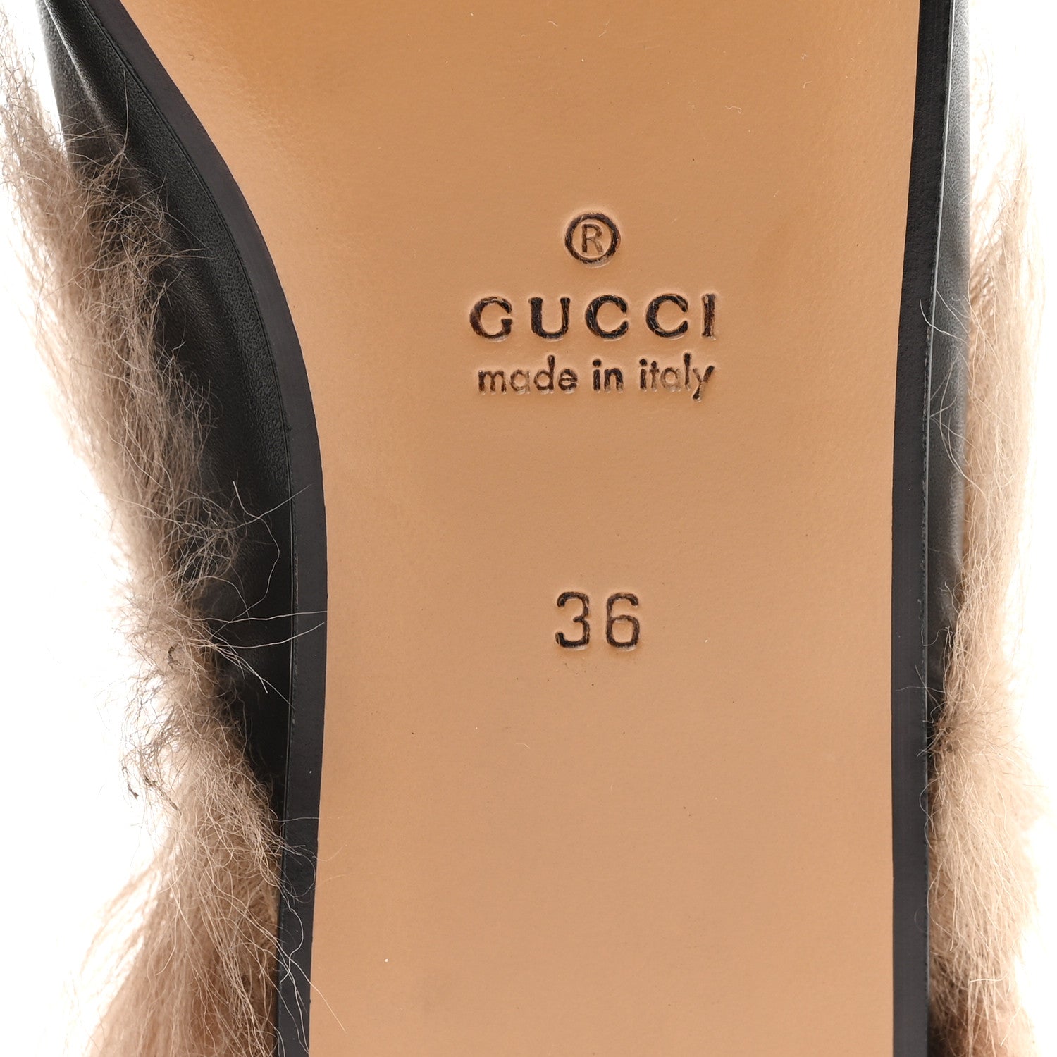 Calfskin Fur Womens Princetown Slippers 36 Black