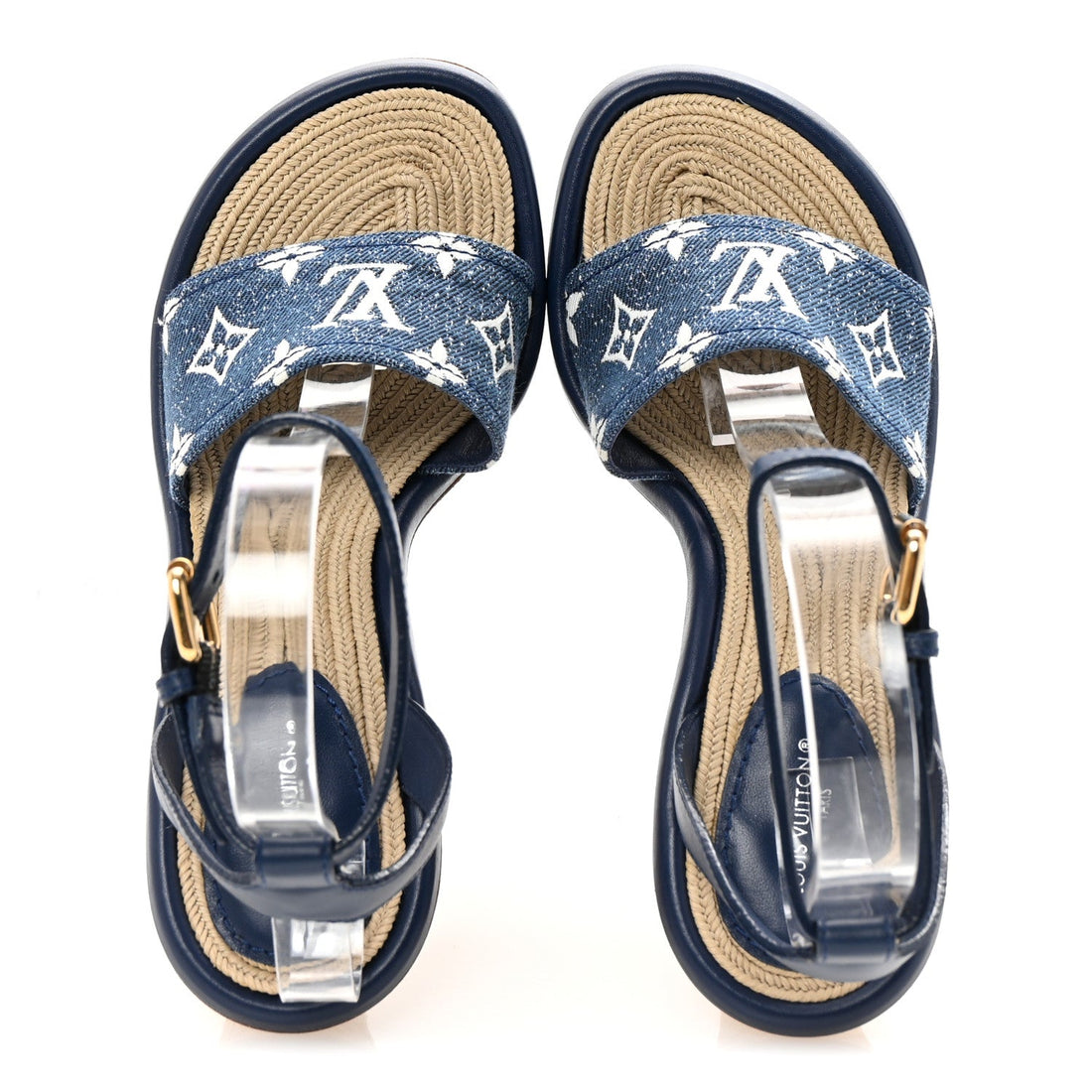 Monogram Denim Maia Wedge Sandal 37