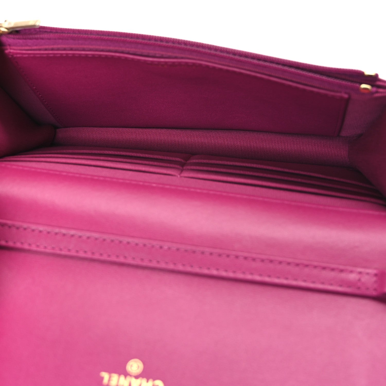 Patent Quilted Chain Around Heart Wallet On Chain WOC Fuchsia