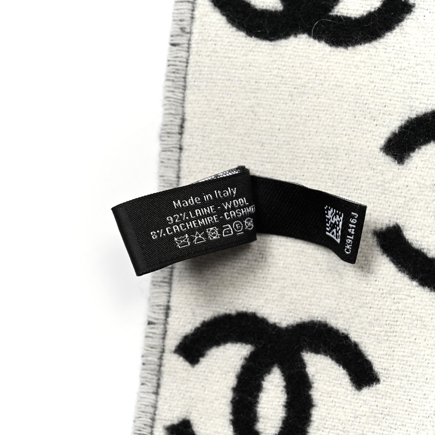 Wool Cashmere CC Scarf Black White