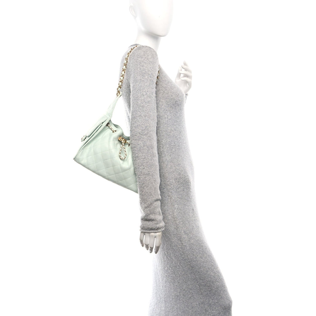 Caviar Quilted Small Chanel 25 Handbag Light Green