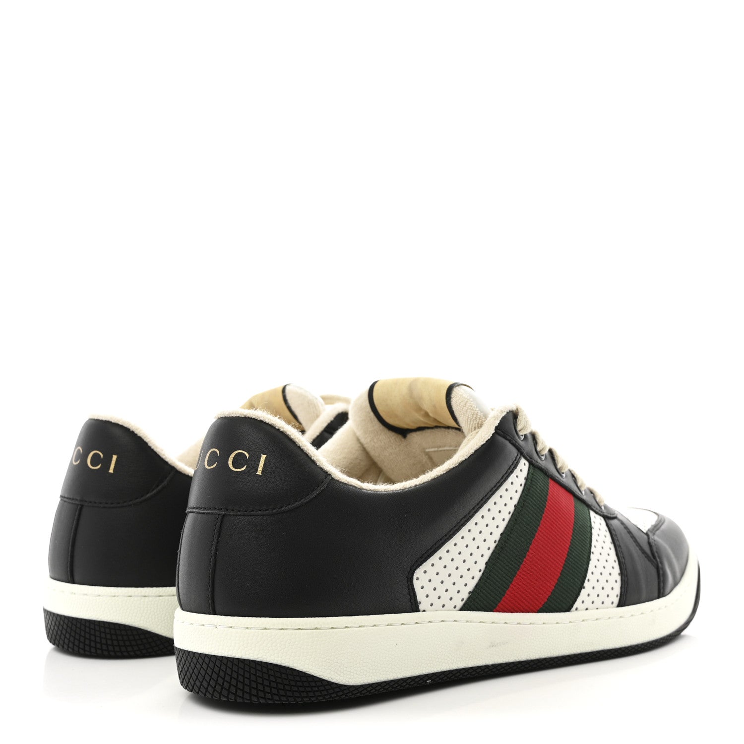 Calfskin Web Mens Screener Sneakers 9.5 Black White