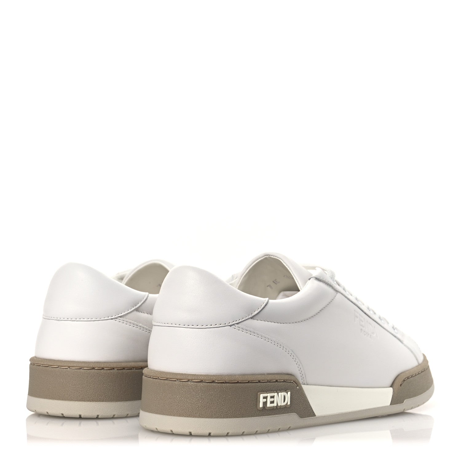 Calfskin Mens Fendi Match Low Top Sneakers 7 White Beige