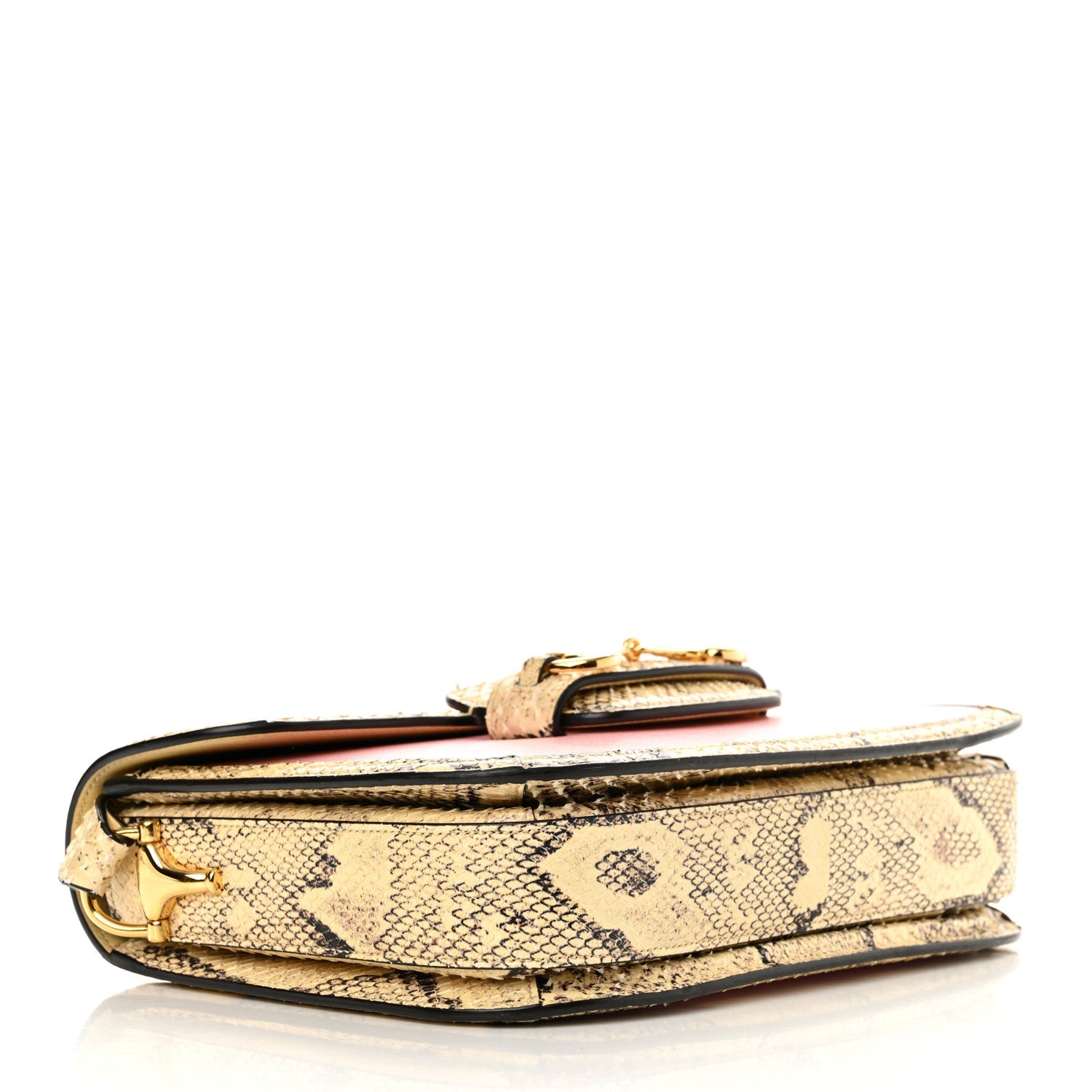 Azalea Calfskin Snakeskin Horsebit 1955 Shoulder Bag Wild Rose Beige