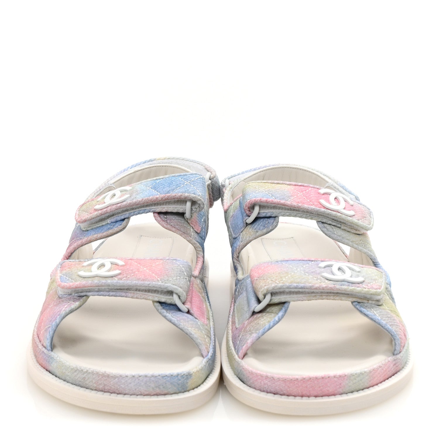 Printed Fabric Quilted Dad Sandals 41 Green Pink Blue