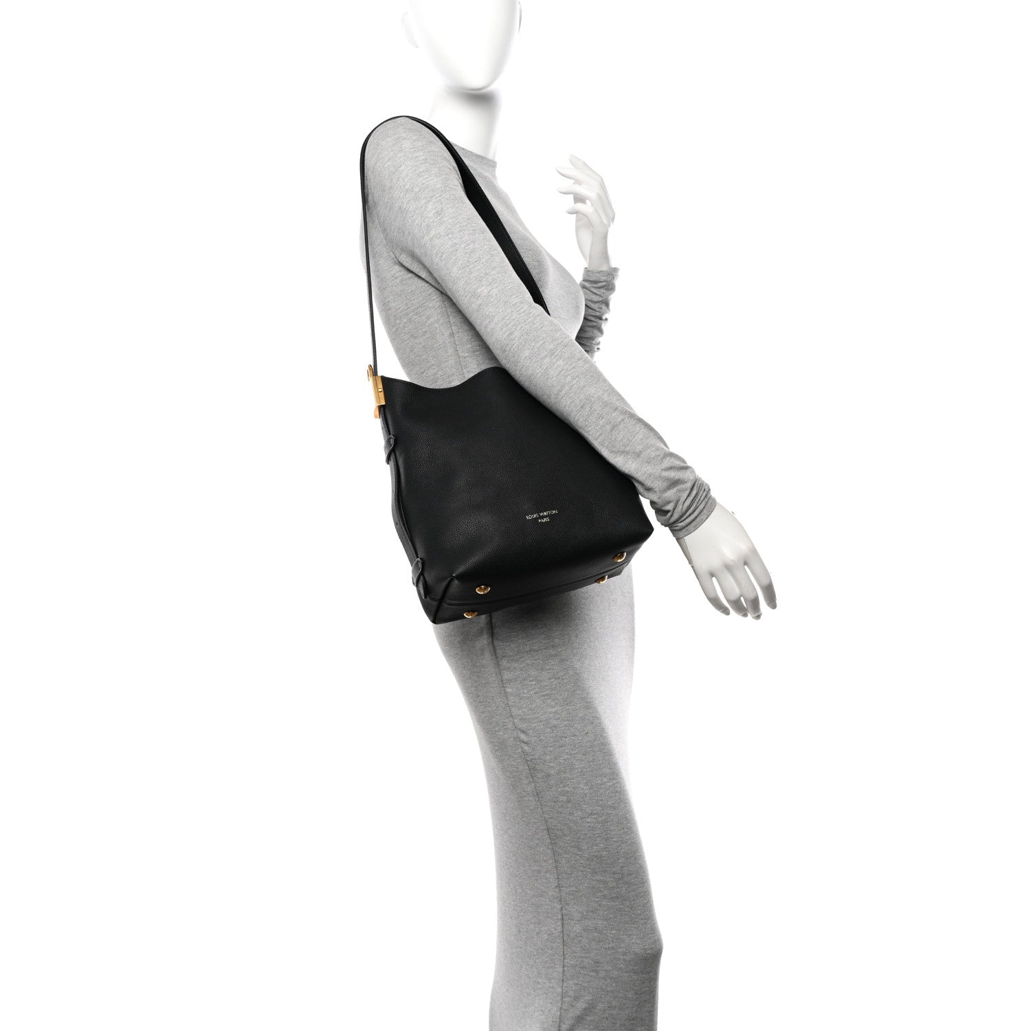 Grained Calfskin Low Key Hobo PM Black