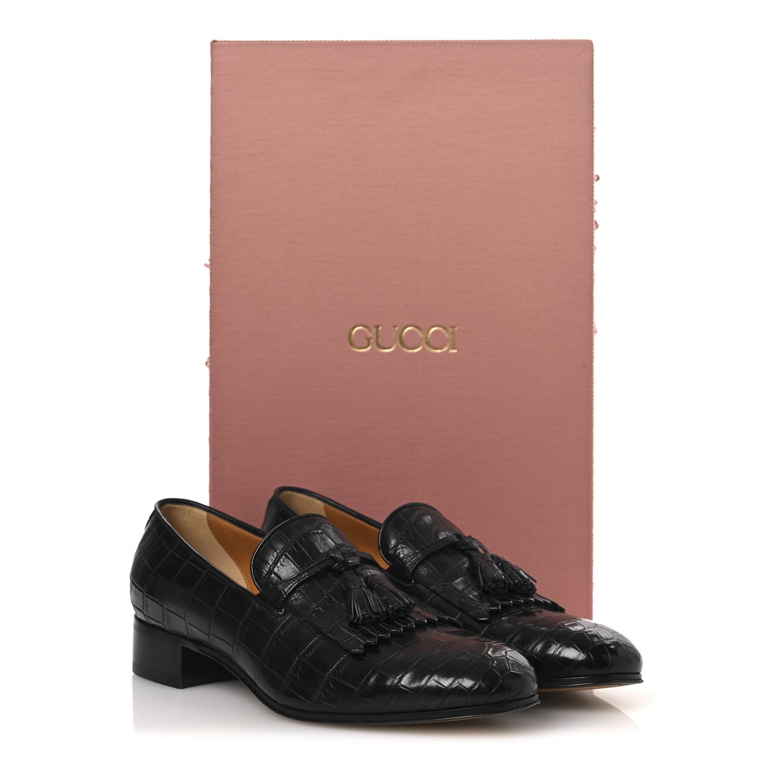 Crocodile Niloticus Mens Tassel Loafers 8 Black