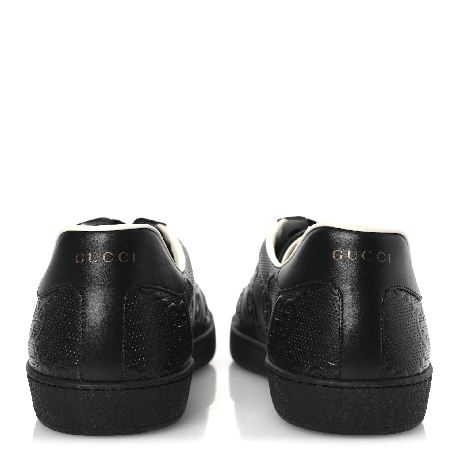 Calfskin GG Tennis Embossed Mens Ace Sneakers 13 Black