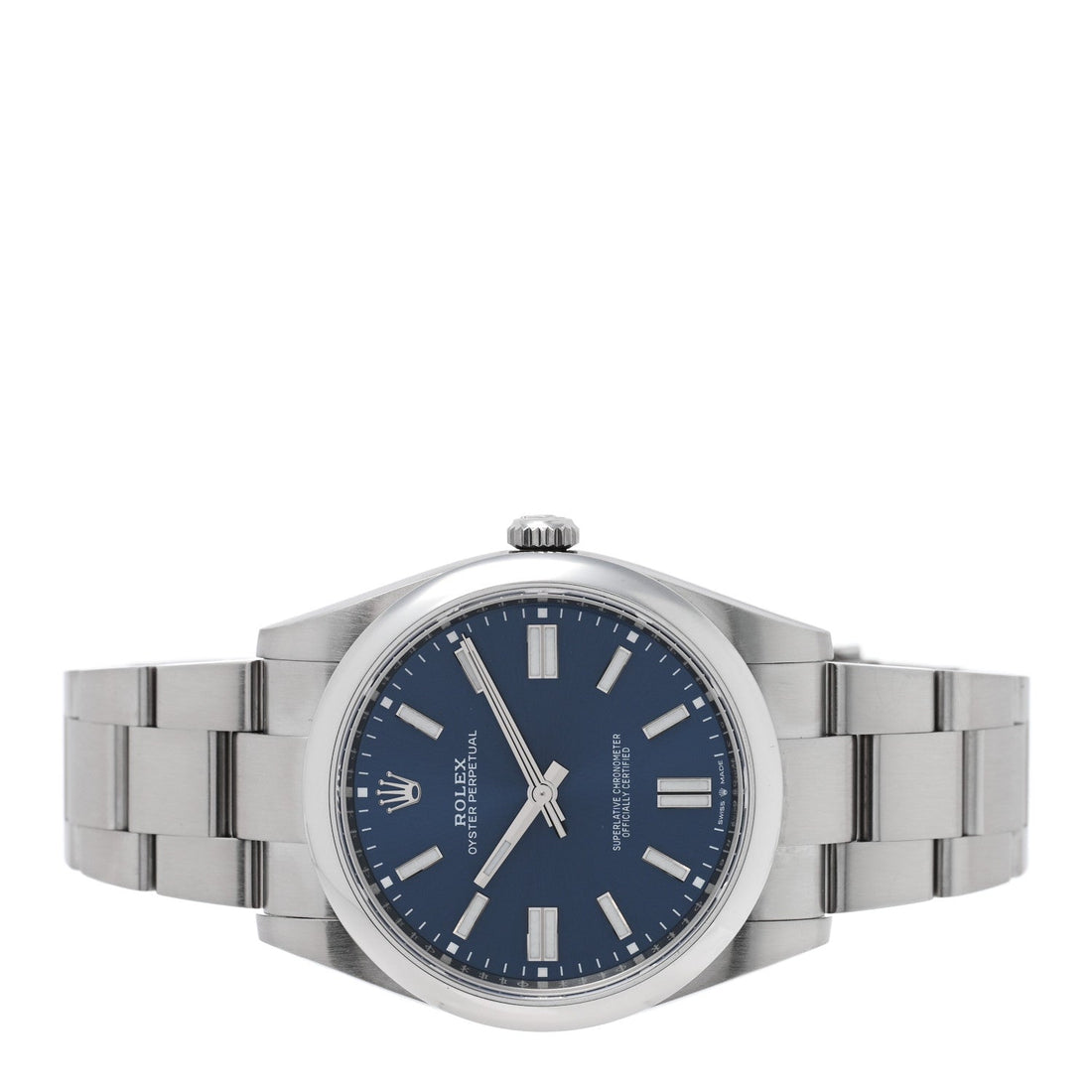 Stainless Steel 41mm Oyster Perpetual Watch Bright Blue 124300