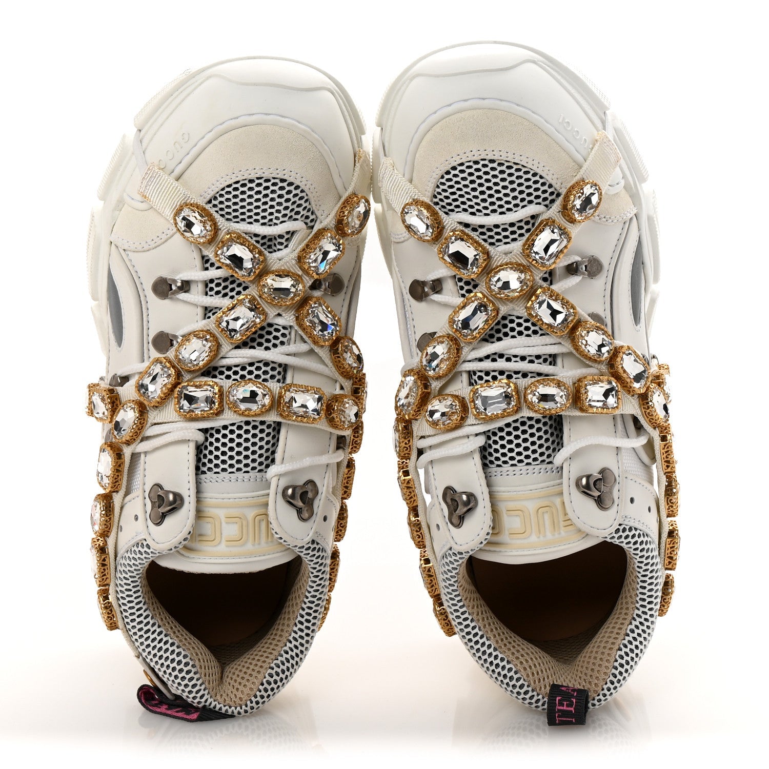 X SEGA Mesh Calfskin Suede Removable Crystals Mens Flashtrek Sneakers 9 Great White