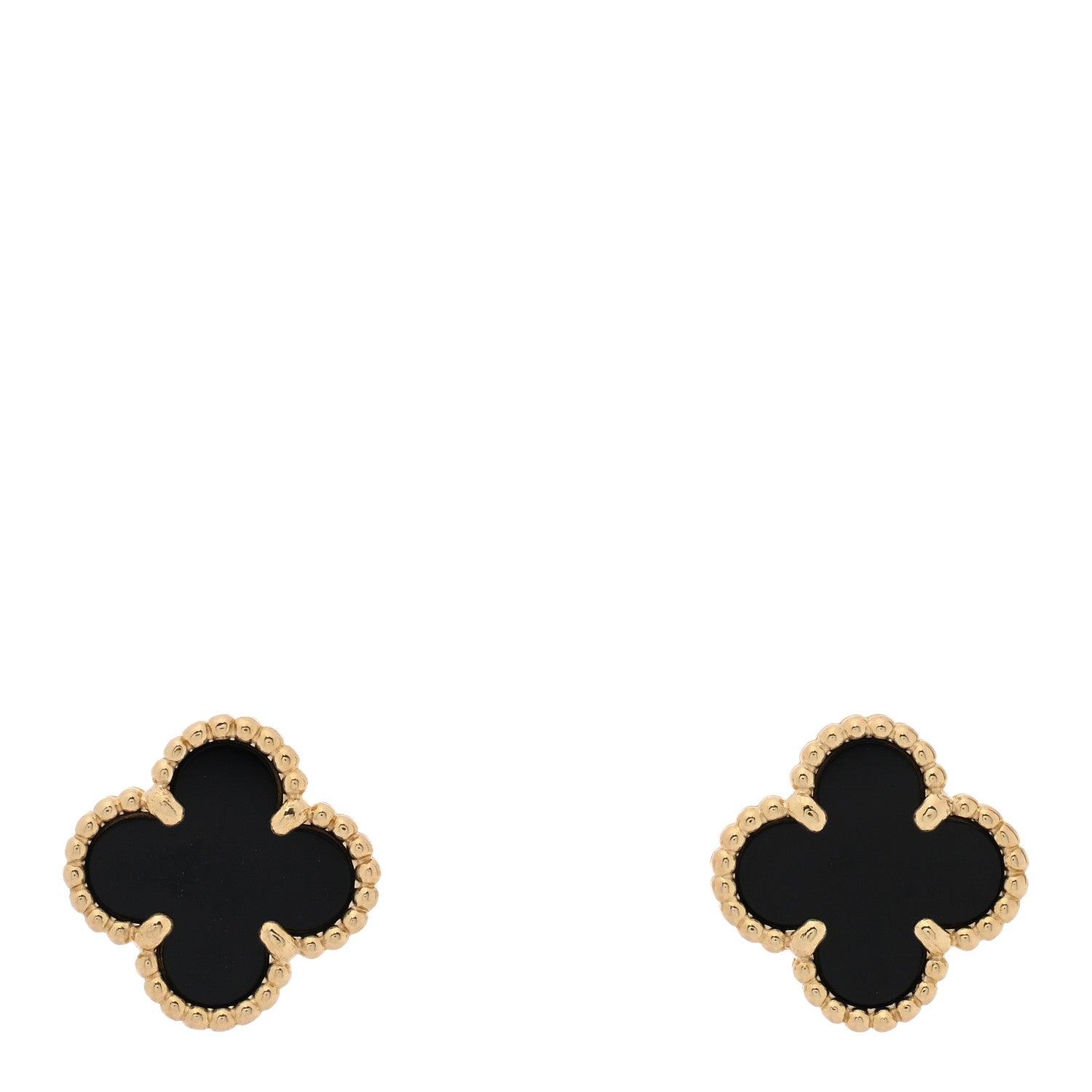 18K Yellow Gold Black Onyx Sweet Alhambra Earrings