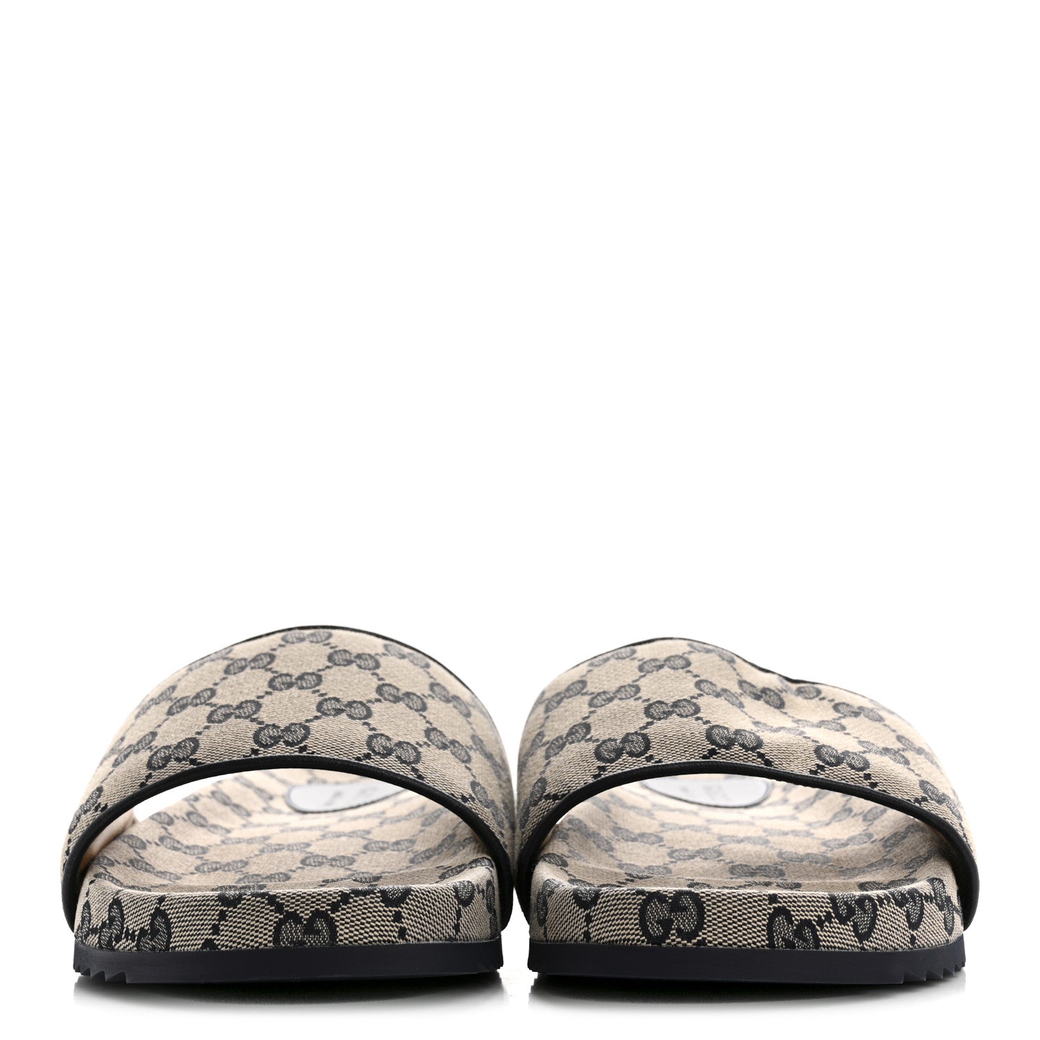 Canvas GG Monogram Mens Slide Sandals 10 Beige Blue