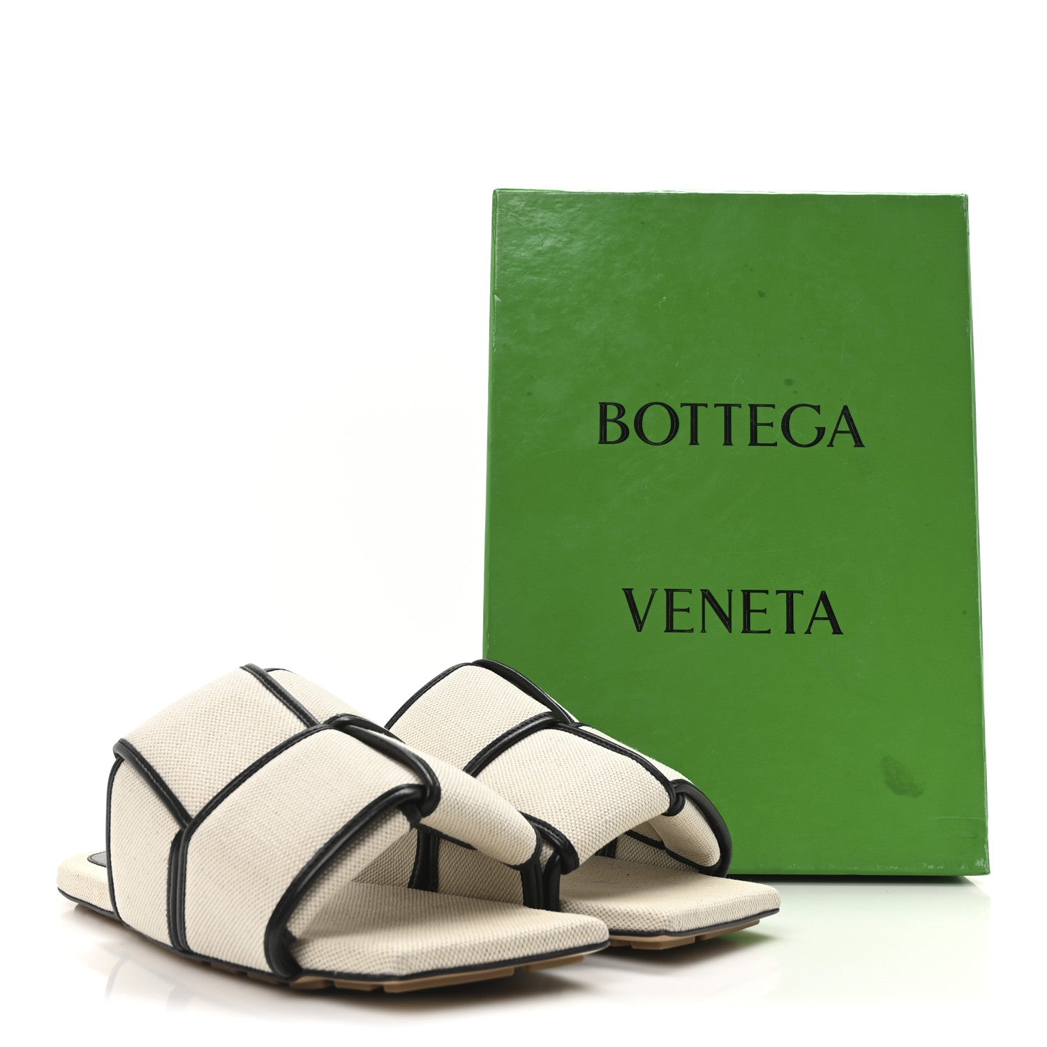 Cassette Canvas Patch Flat Sandals 40.5 Natural Black