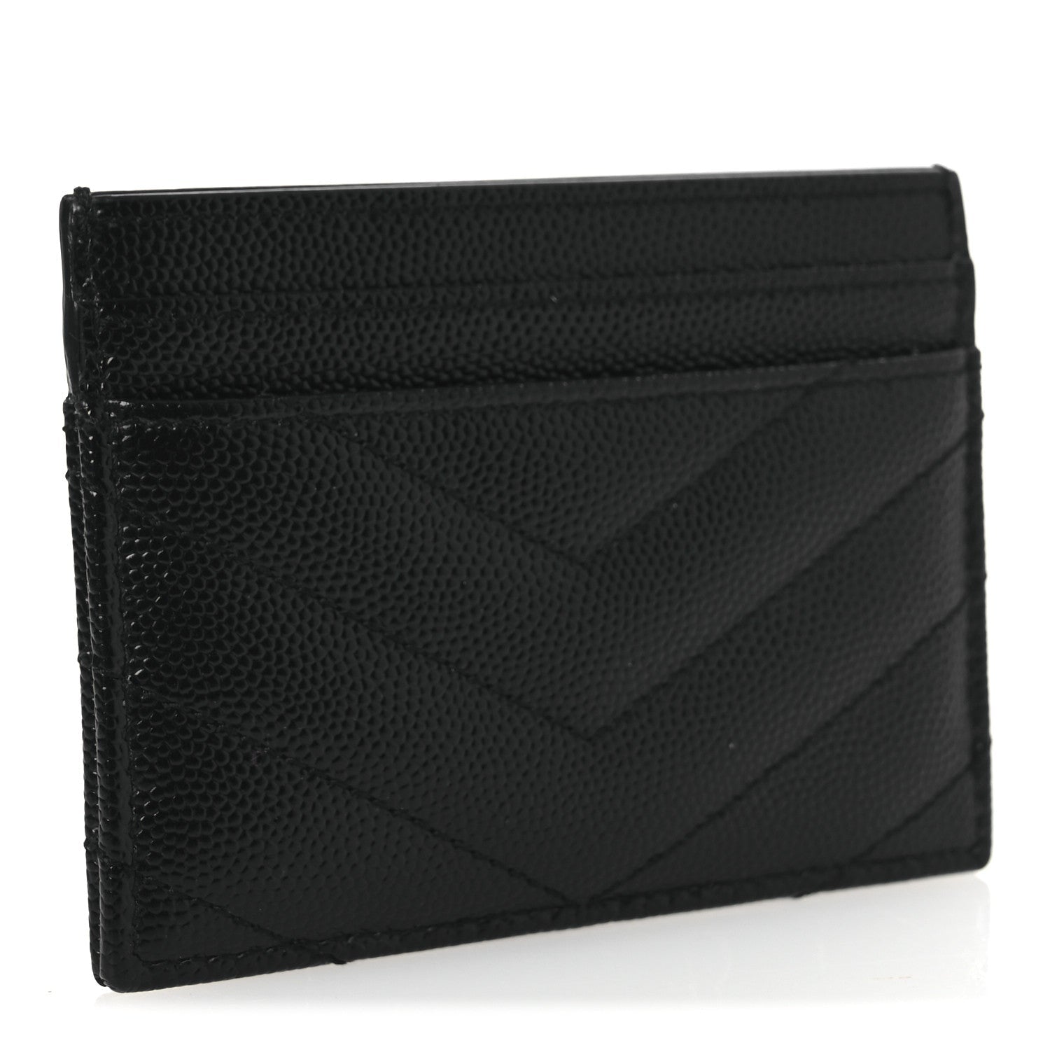 Grain De Poudre Matelasse Chevron Monochrome Monogram Credit Card Case Black