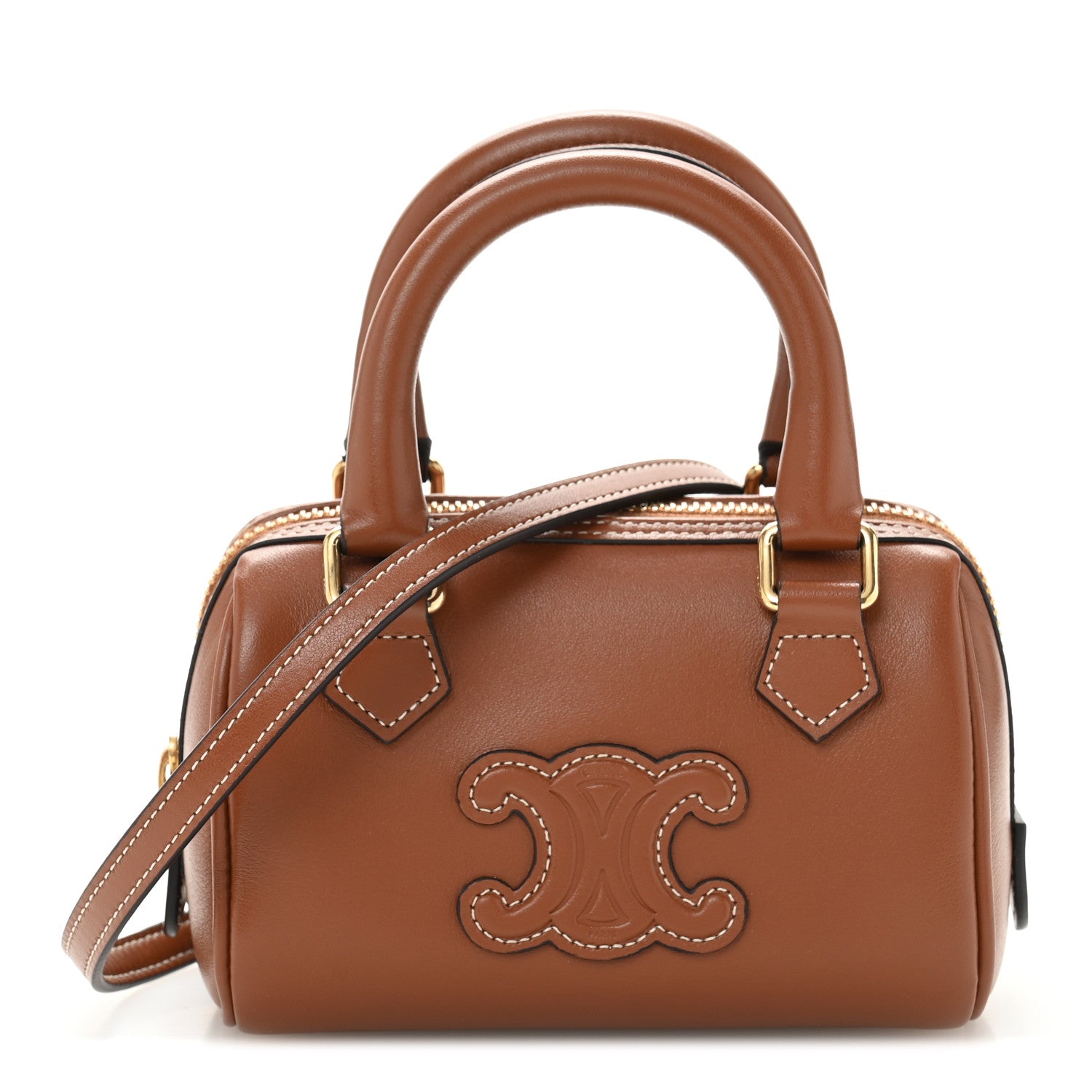 Smooth Calfskin Triomphe Mini Boston Bag Tan