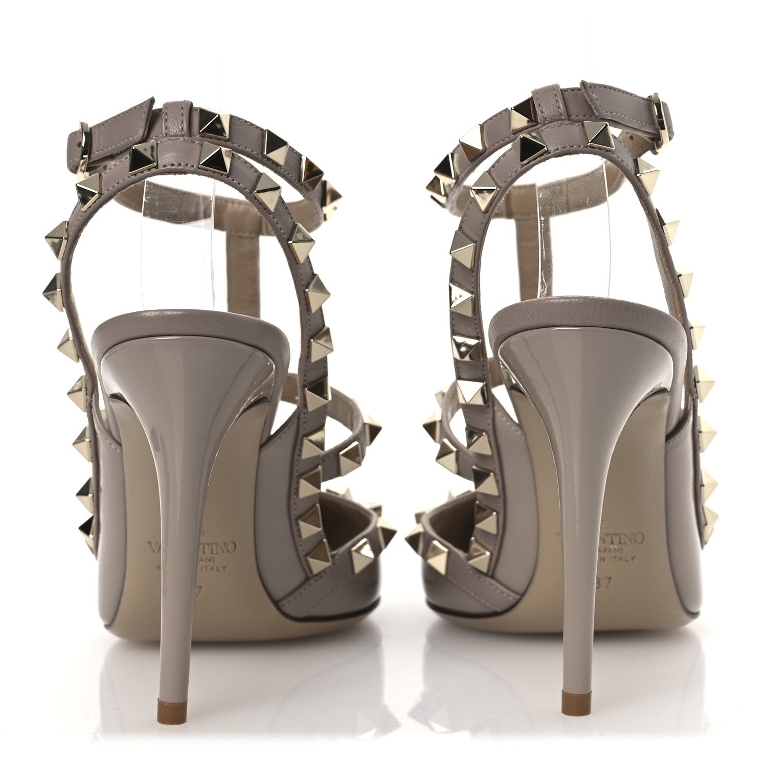 Patent Nappa Rockstud Ankle Strap 100mm Pumps 37 Poudre