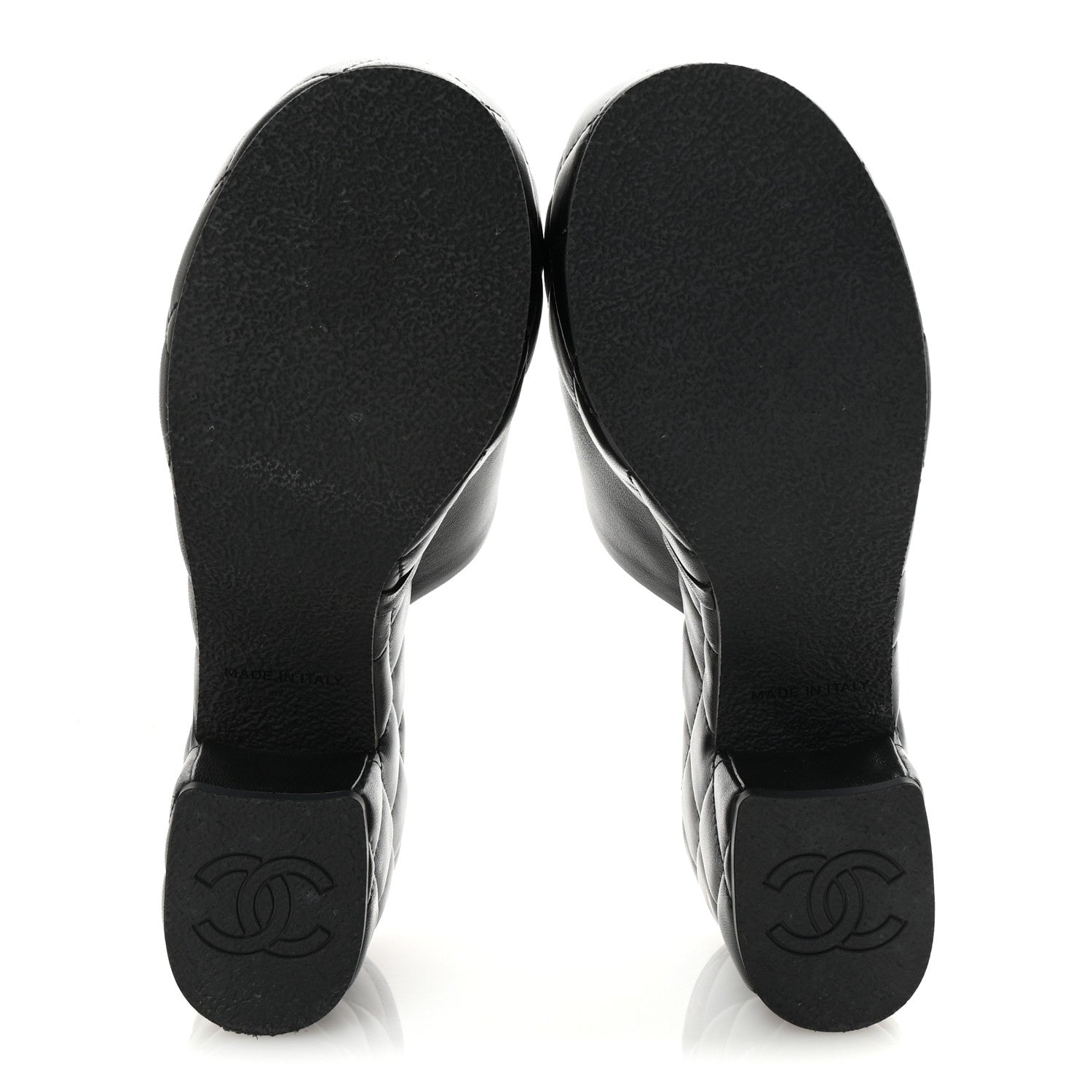 Lambskin Quilted CC Platform Mules 36 Black