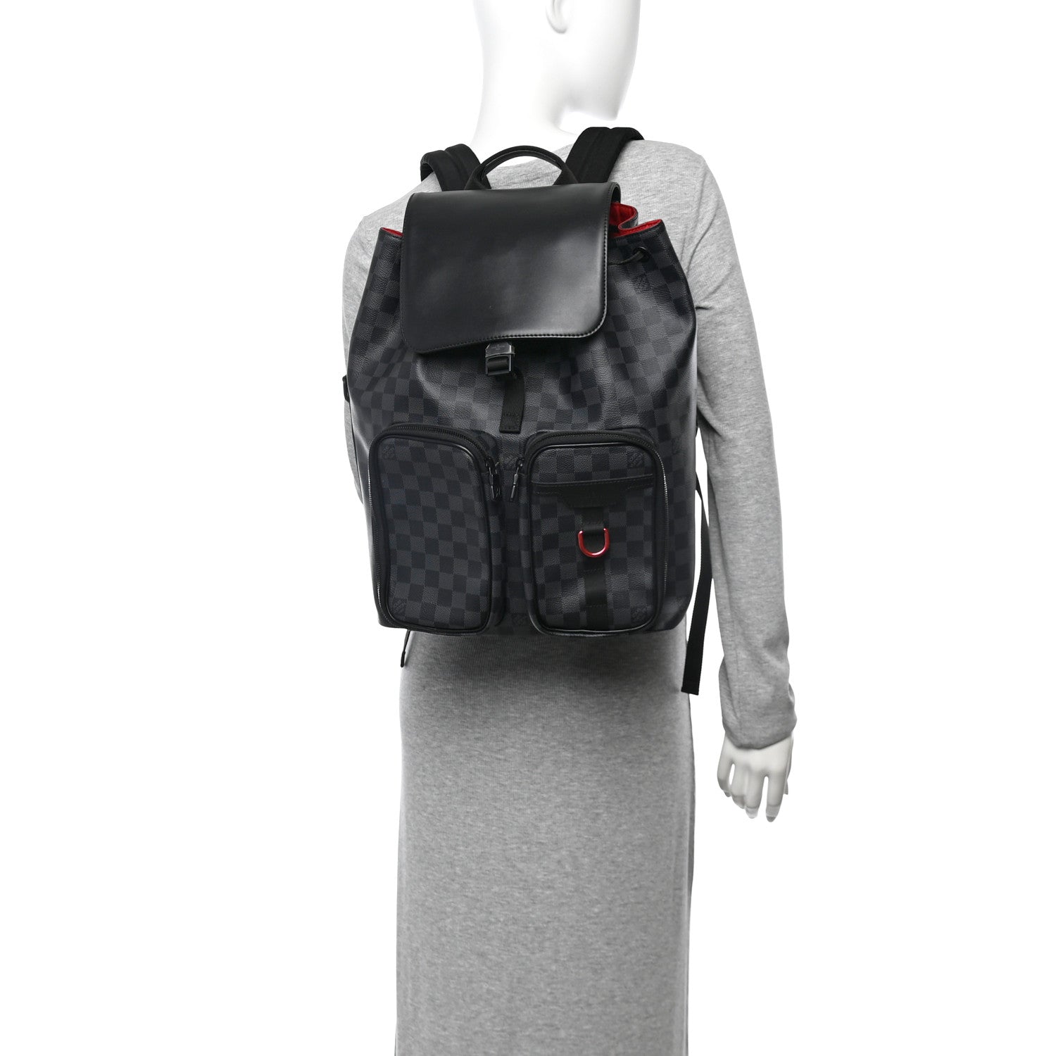 Damier Graphite Utility Backpack Red