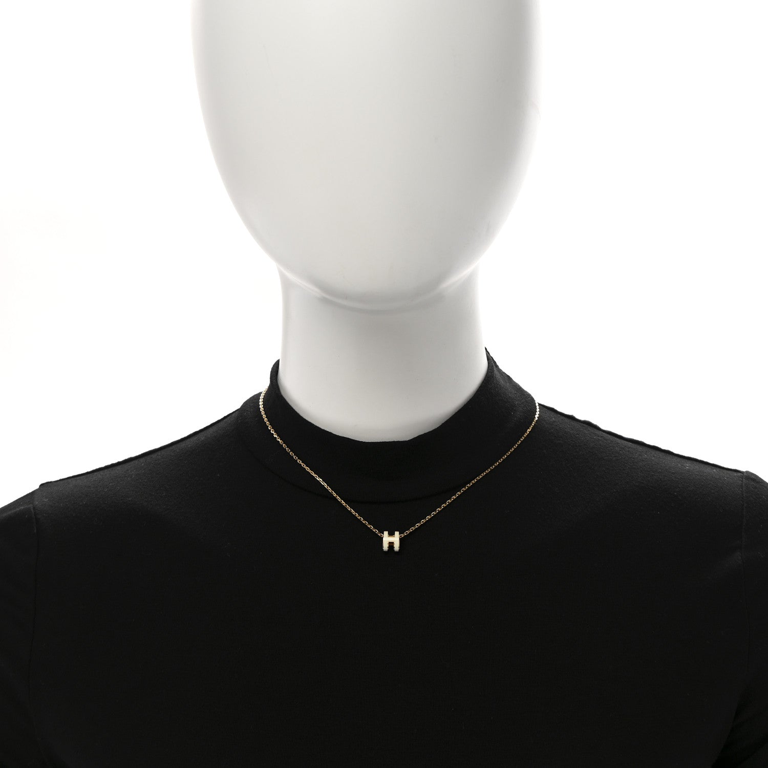 Lacquered Gold Mini Pop H Pendant Necklace White