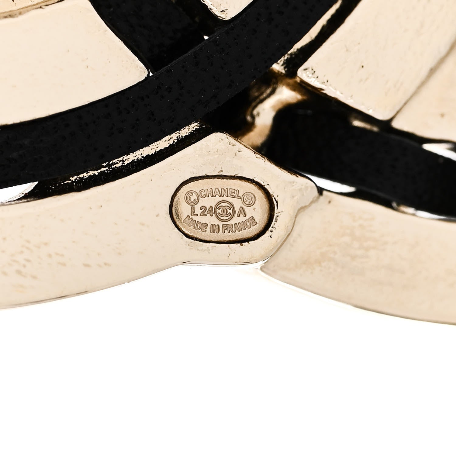 Lambskin Enamel CC Brooch Gold Black Orange