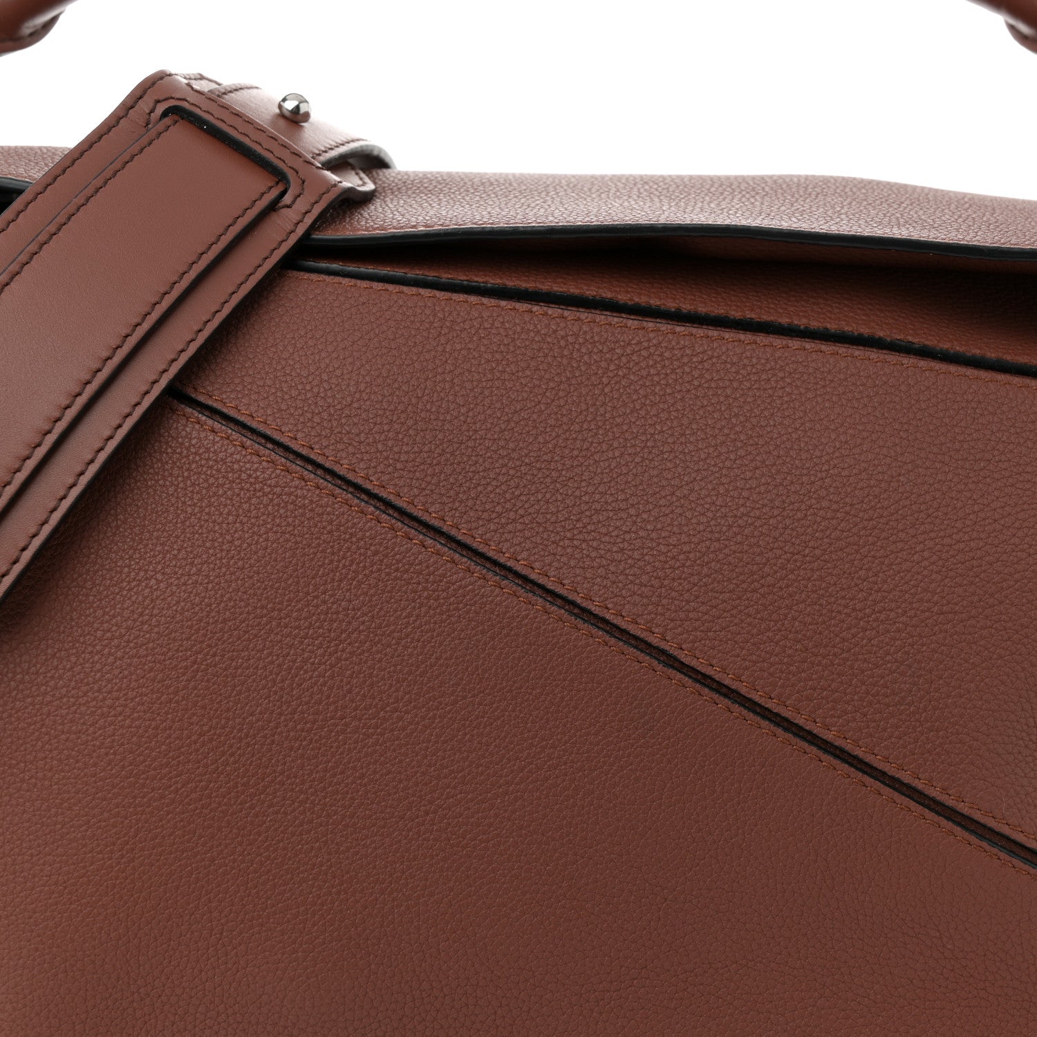 Grained Calfskin Large Puzzle Bag Brown