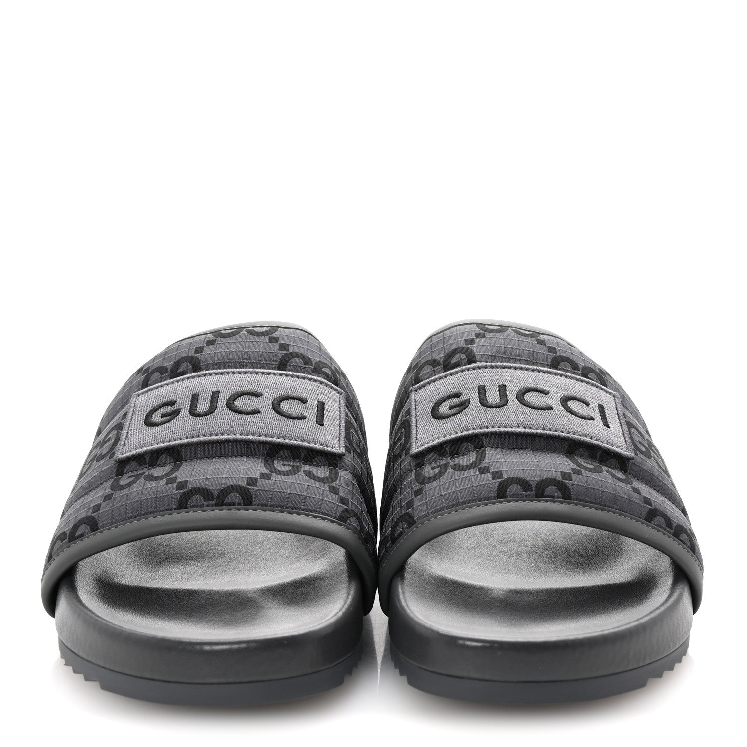 Monogram Ripstop Demetra Mens Slide Sandals 8 Grey Black