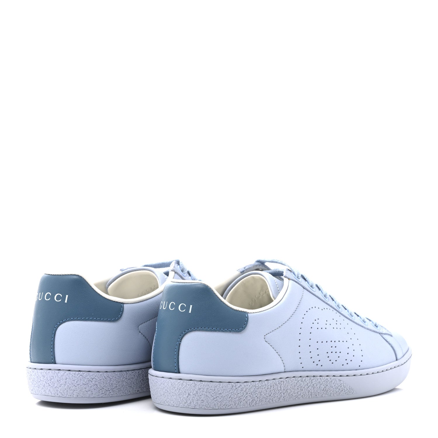 Calfskin Interlocking G Perforated Womens Ace Sneakers 35.5 Porcelain Light Blue Zaffiro