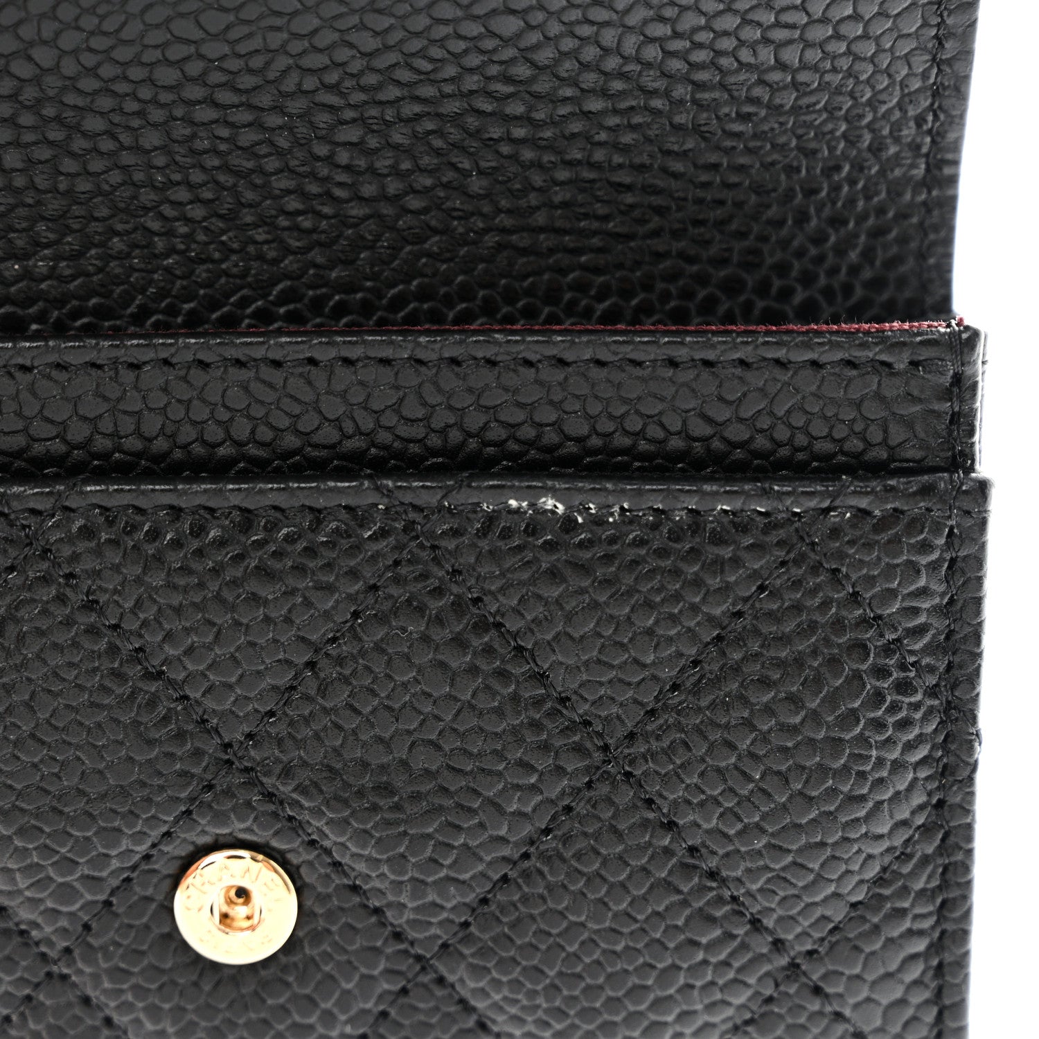 Caviar Quilted Flap Card Holder Wallet Black